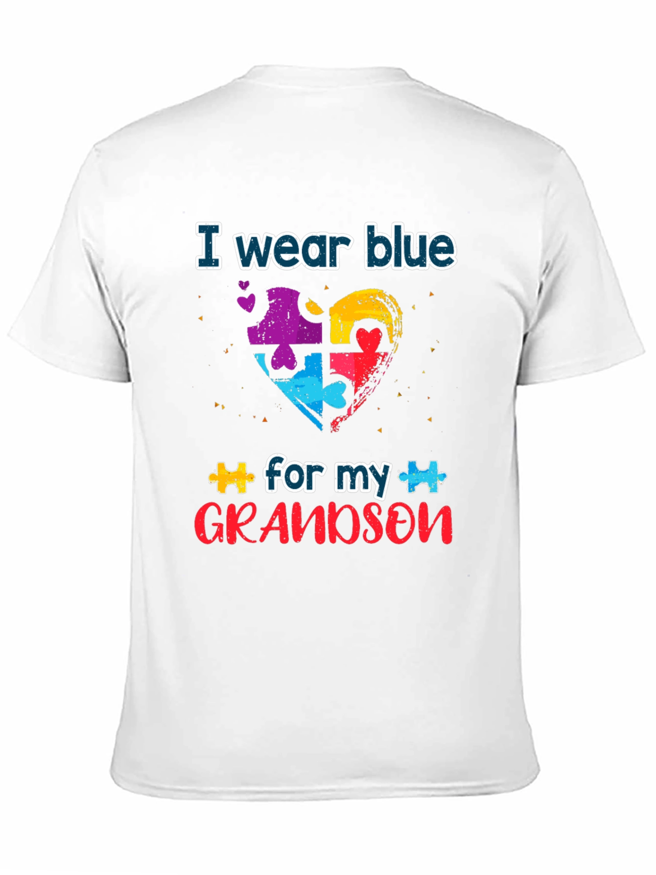 Autism Awareness Grandson T-Shirt: I Wear Blue