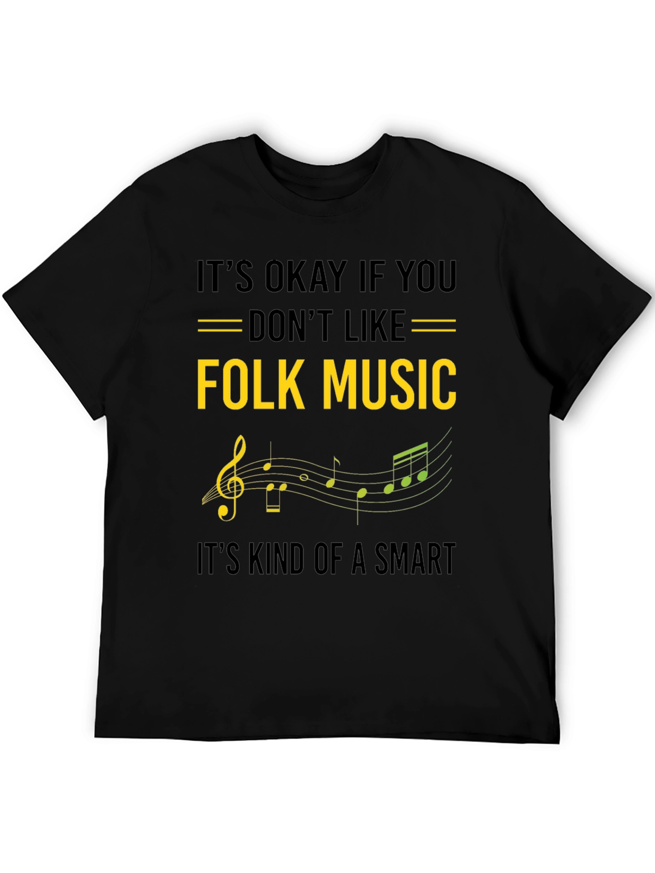 Folk Music Smart Black T-Shirt