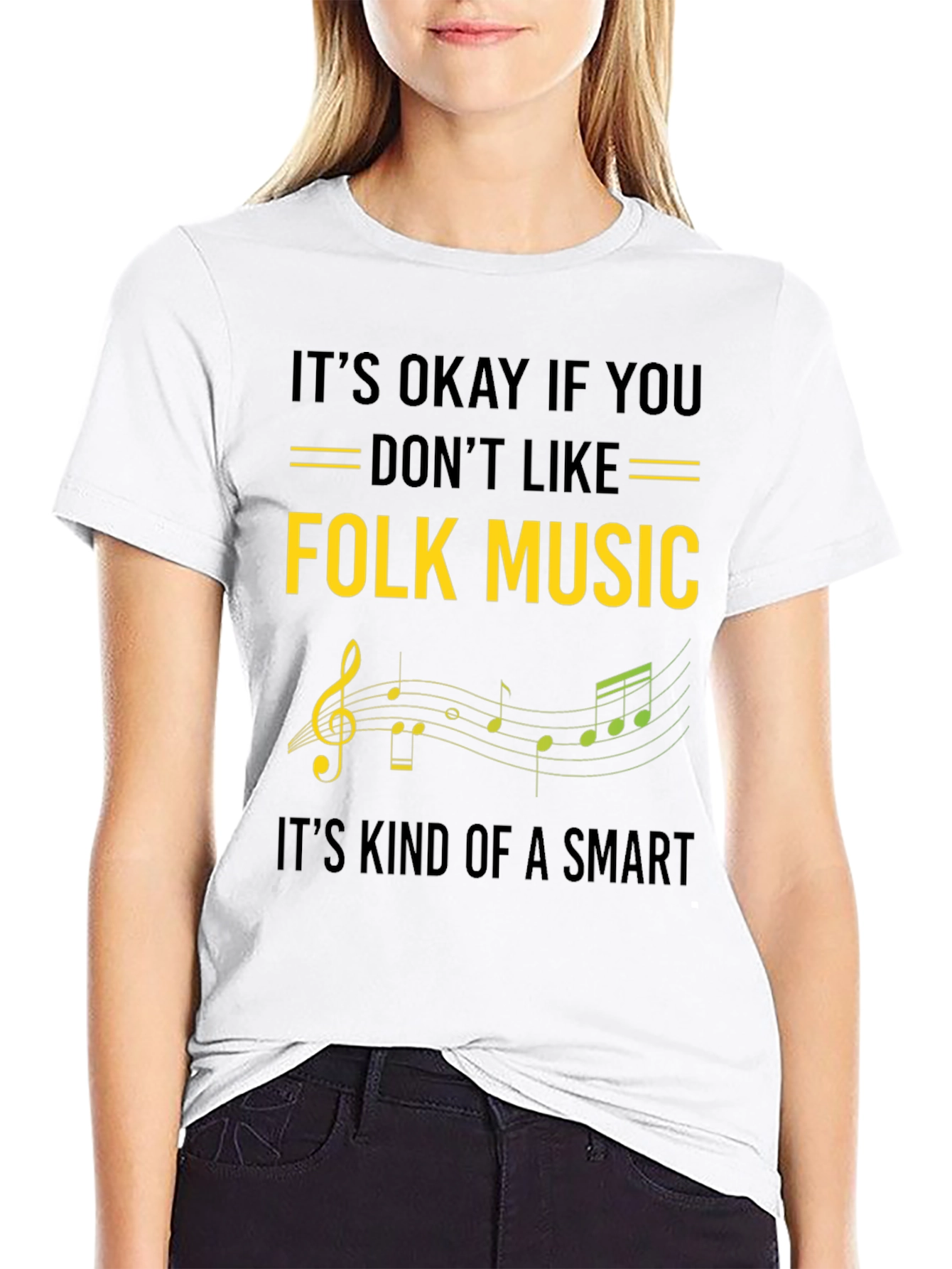 Folk Music Smart Black T-Shirt