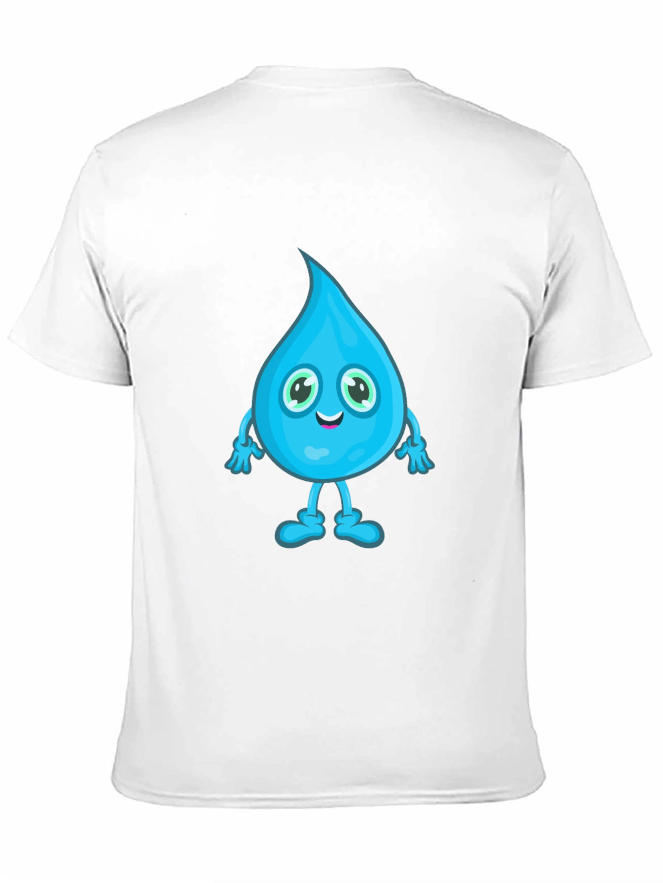 Cartoon Water Drop Graphic Tee - Black Cotton T-Shirt
