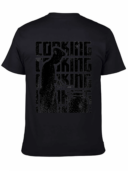 Cooking King Mens Black Graphic T-Shirt