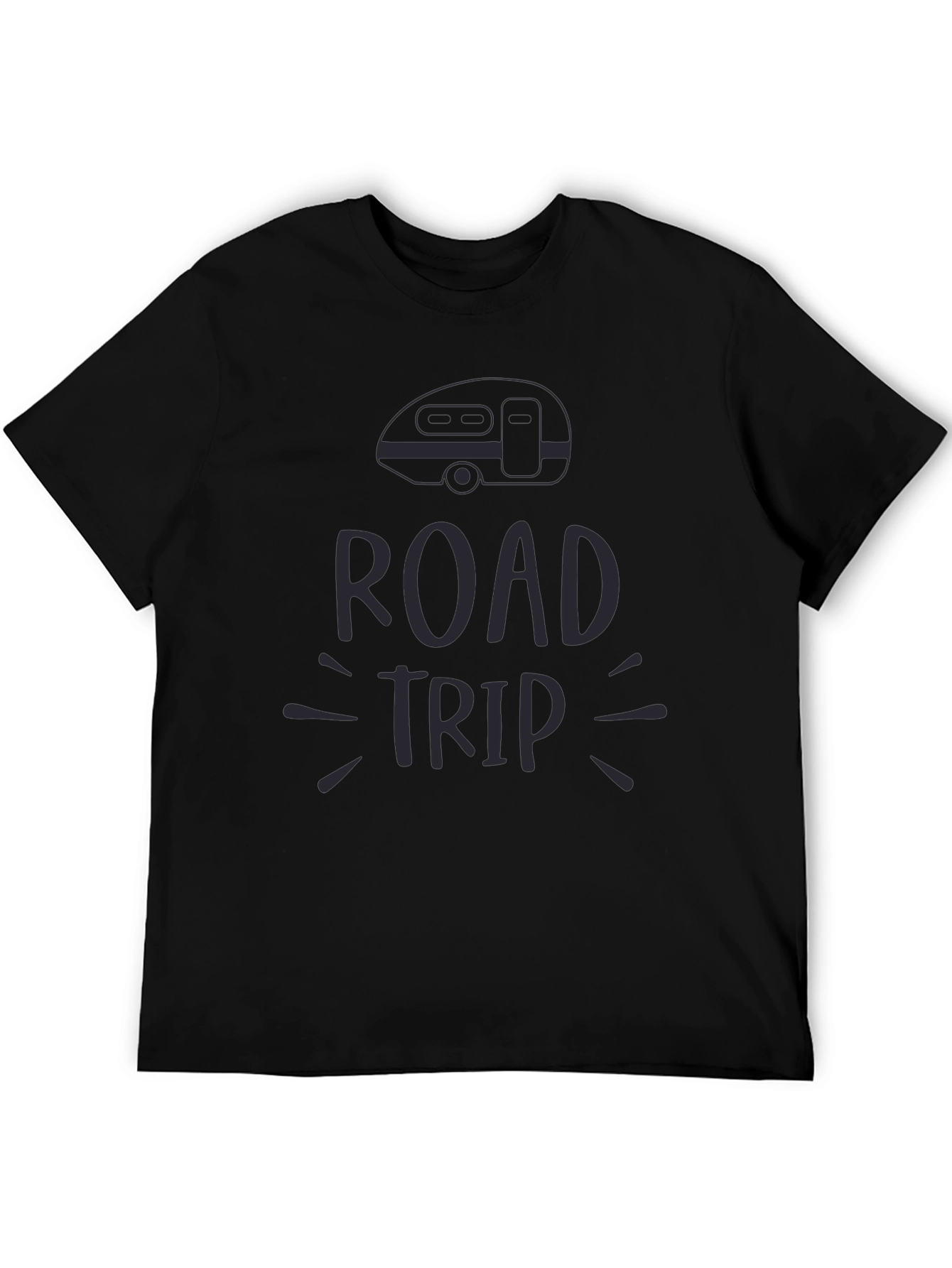 Road Trip Graphic Tee - Black Casual T-Shirt