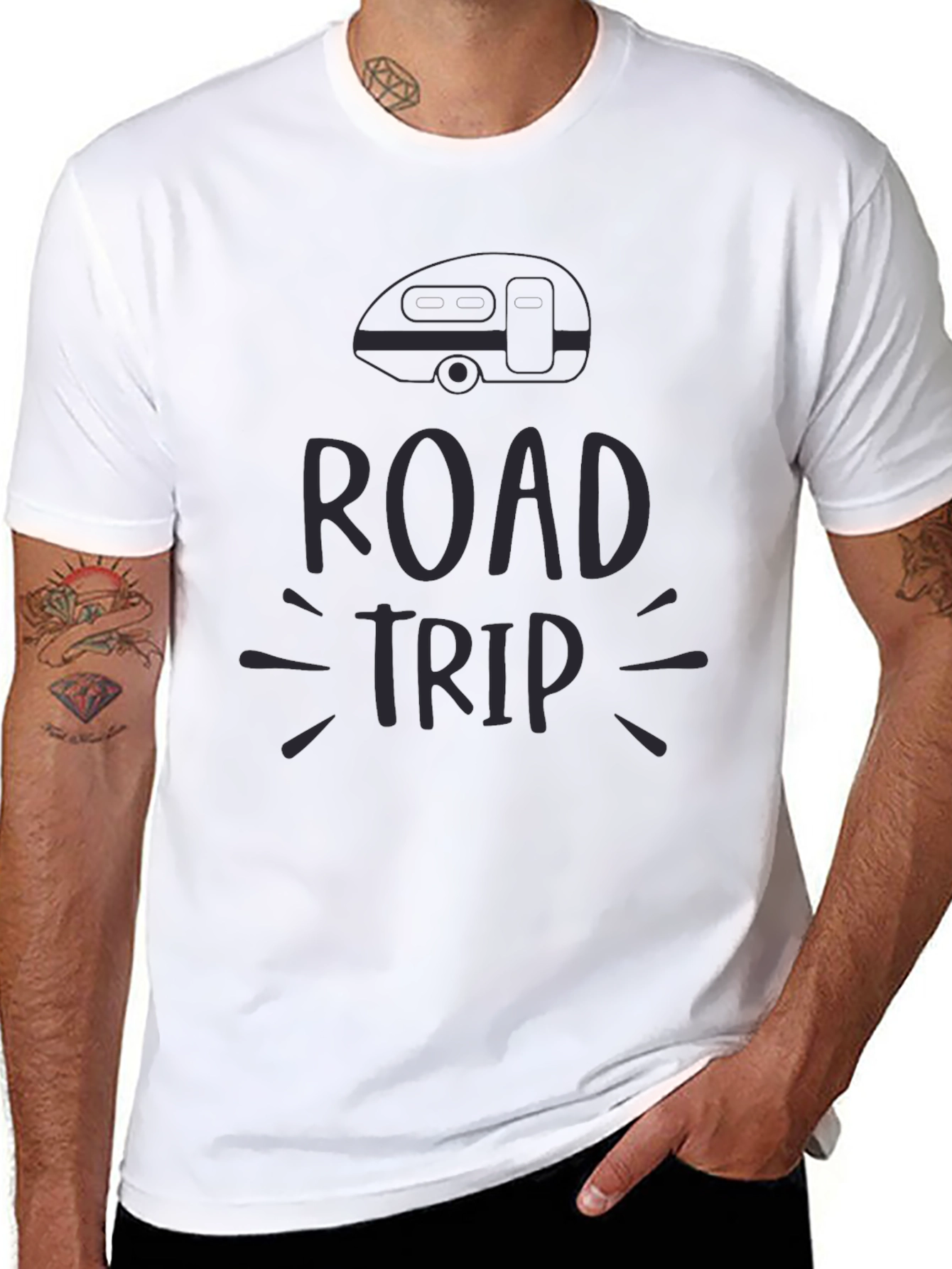 Road Trip Graphic Tee - Black Casual T-Shirt