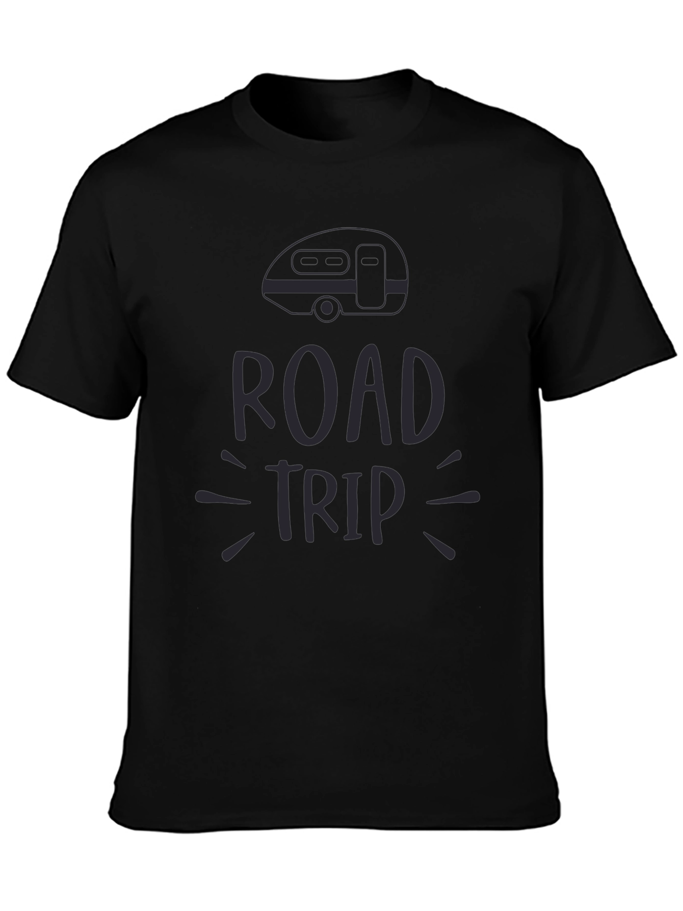 Road Trip Graphic Tee - Black Casual T-Shirt