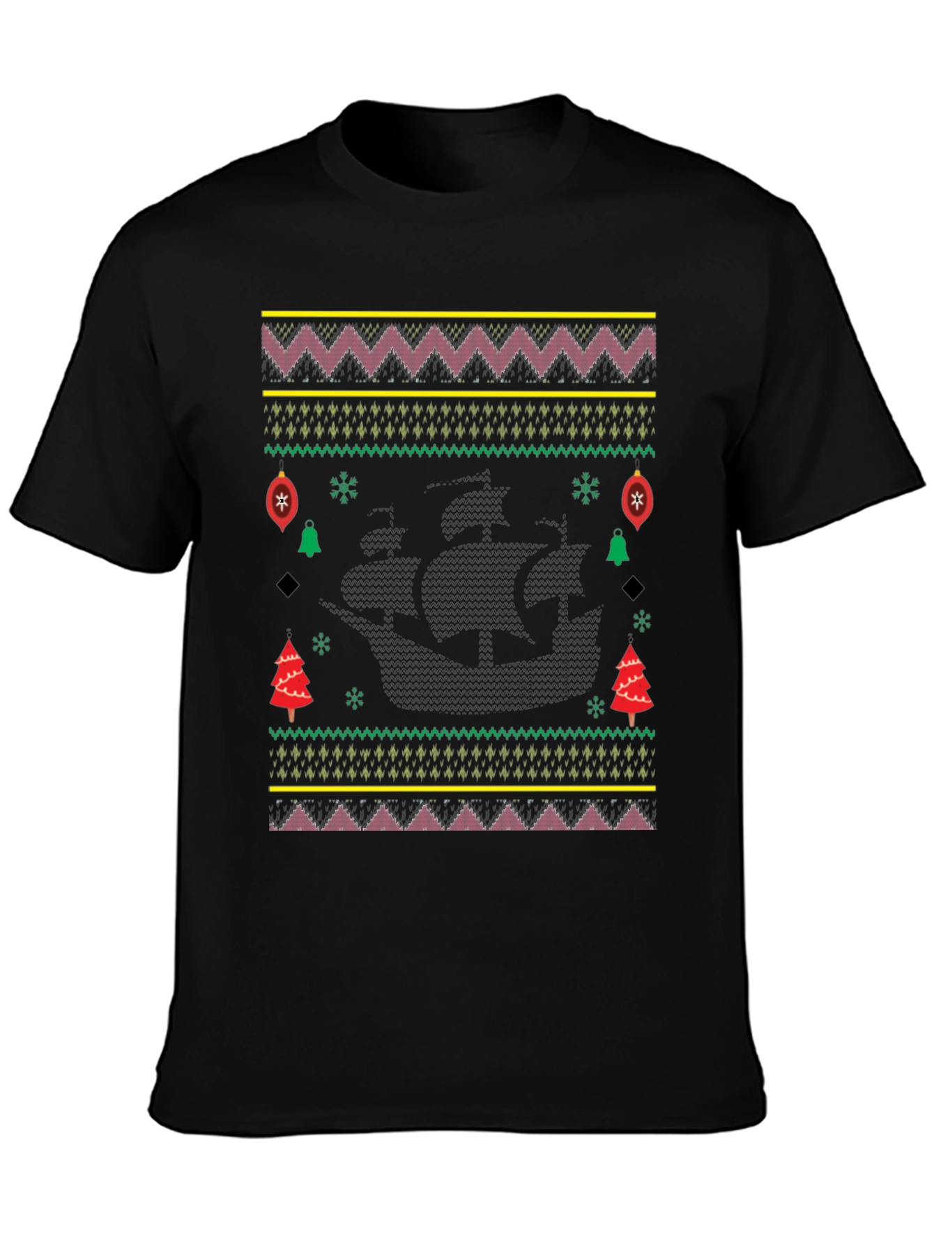 Christmas Pirate Ship Ugly Sweater Tee
