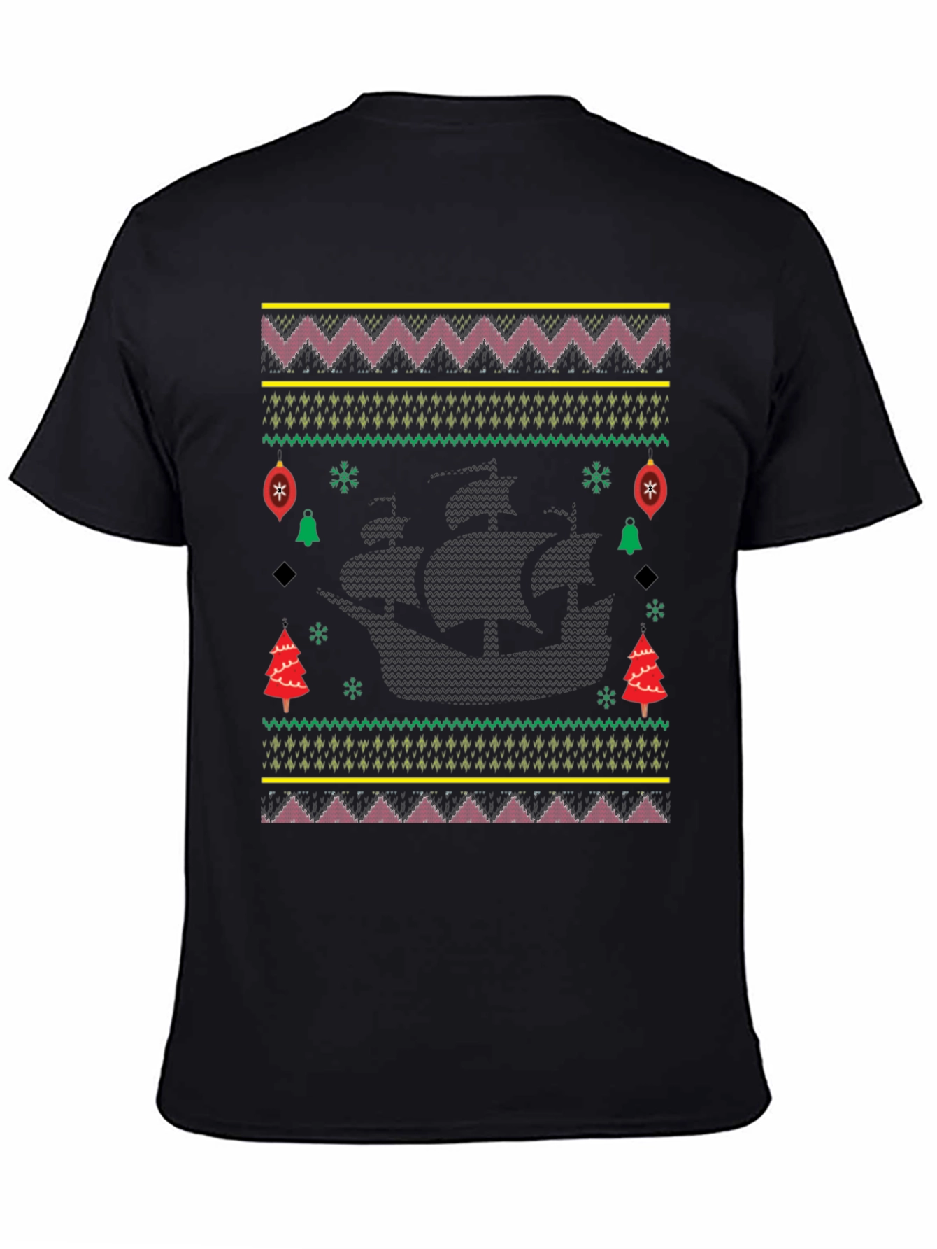 Christmas Pirate Ship Ugly Sweater Tee