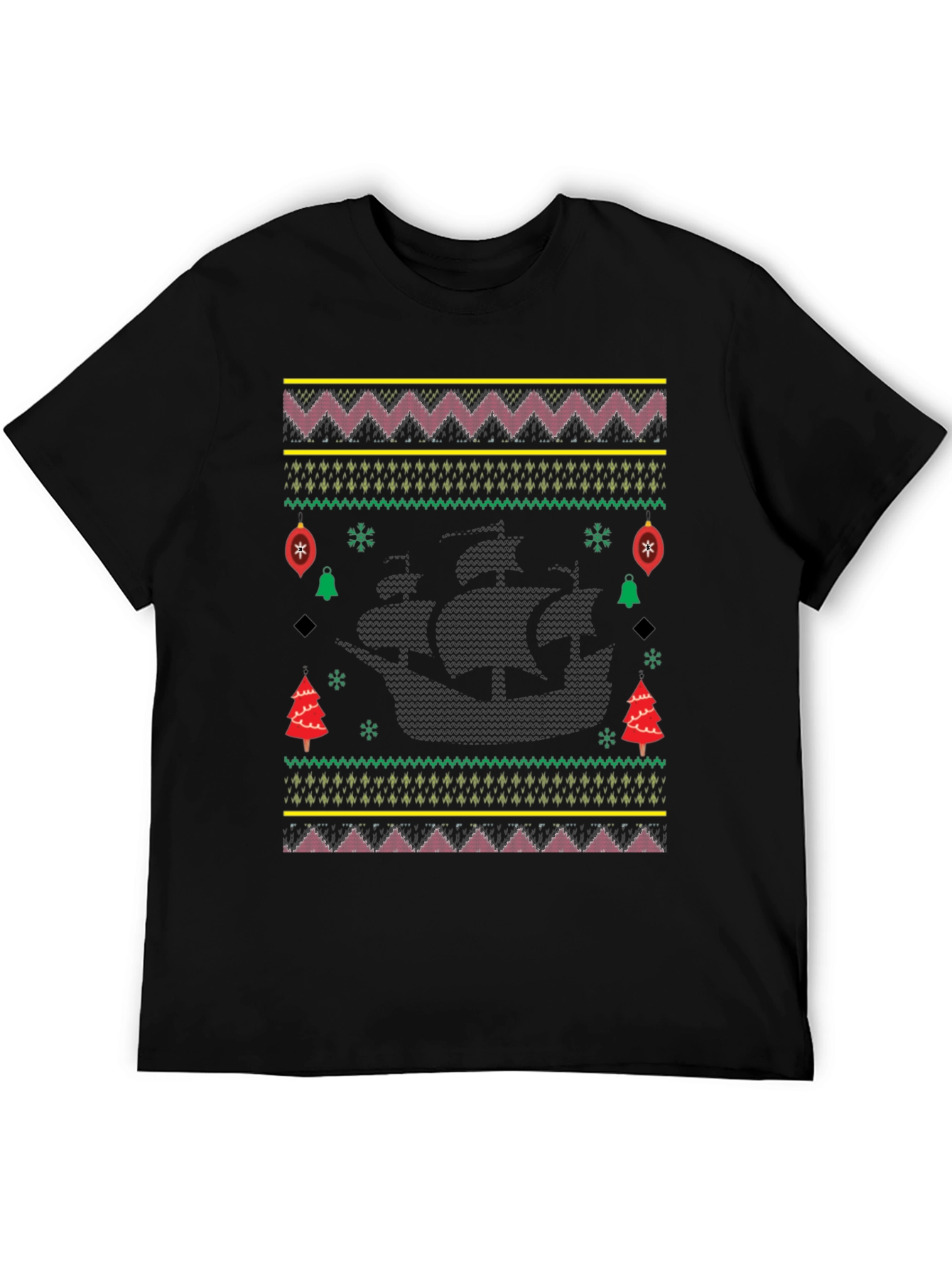 Christmas Pirate Ship Ugly Sweater Tee