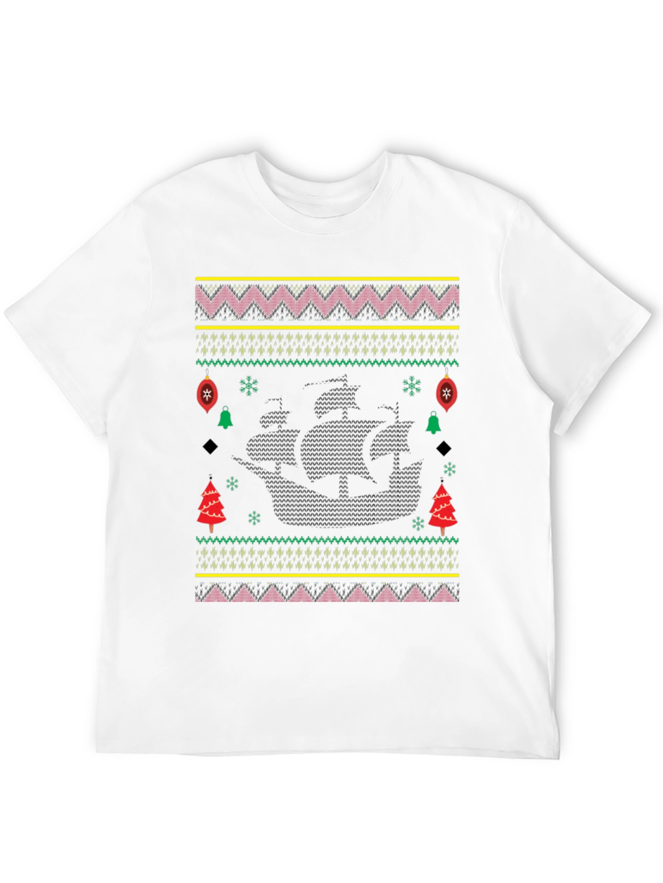 Christmas Pirate Ship Ugly Sweater Tee