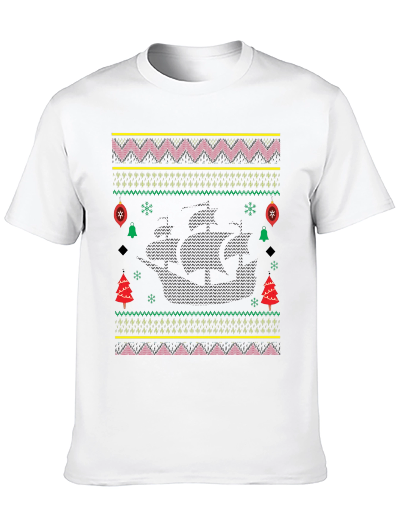 Christmas Pirate Ship Ugly Sweater Tee
