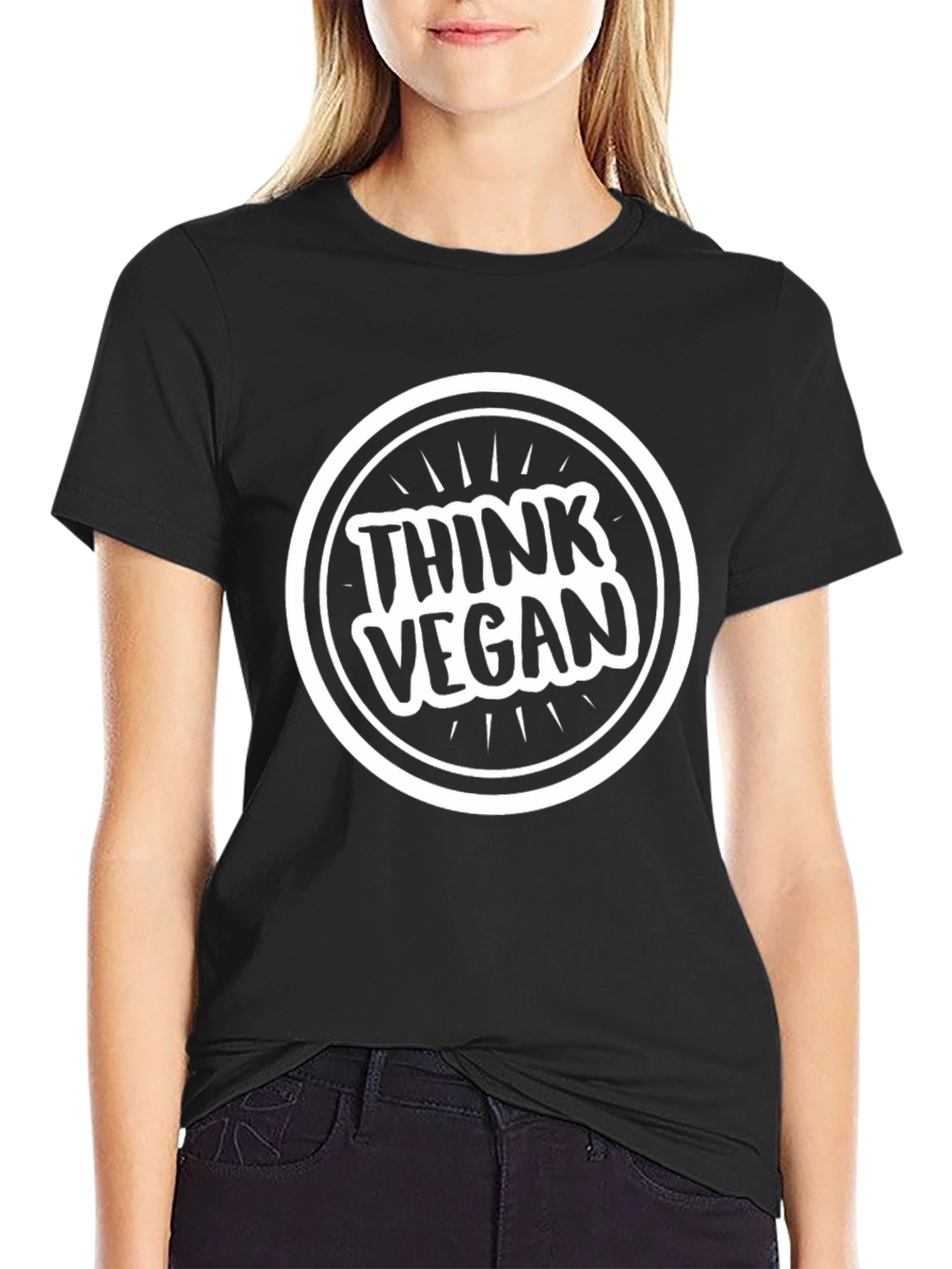 Think Vegan Graphic Tee - Black Cotton T-Shirt