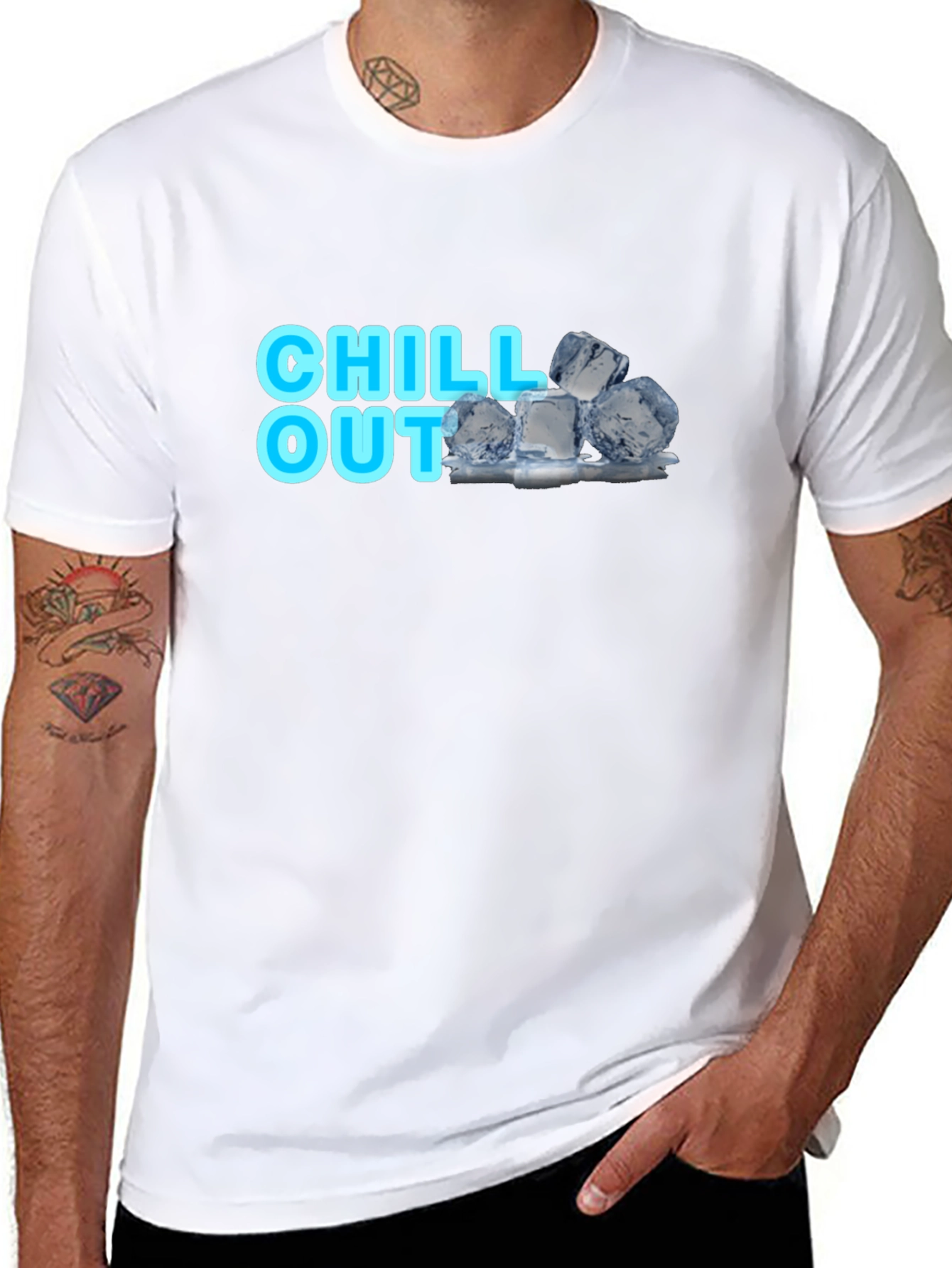 Chill Out Black T-Shirt with Ice Cube Design