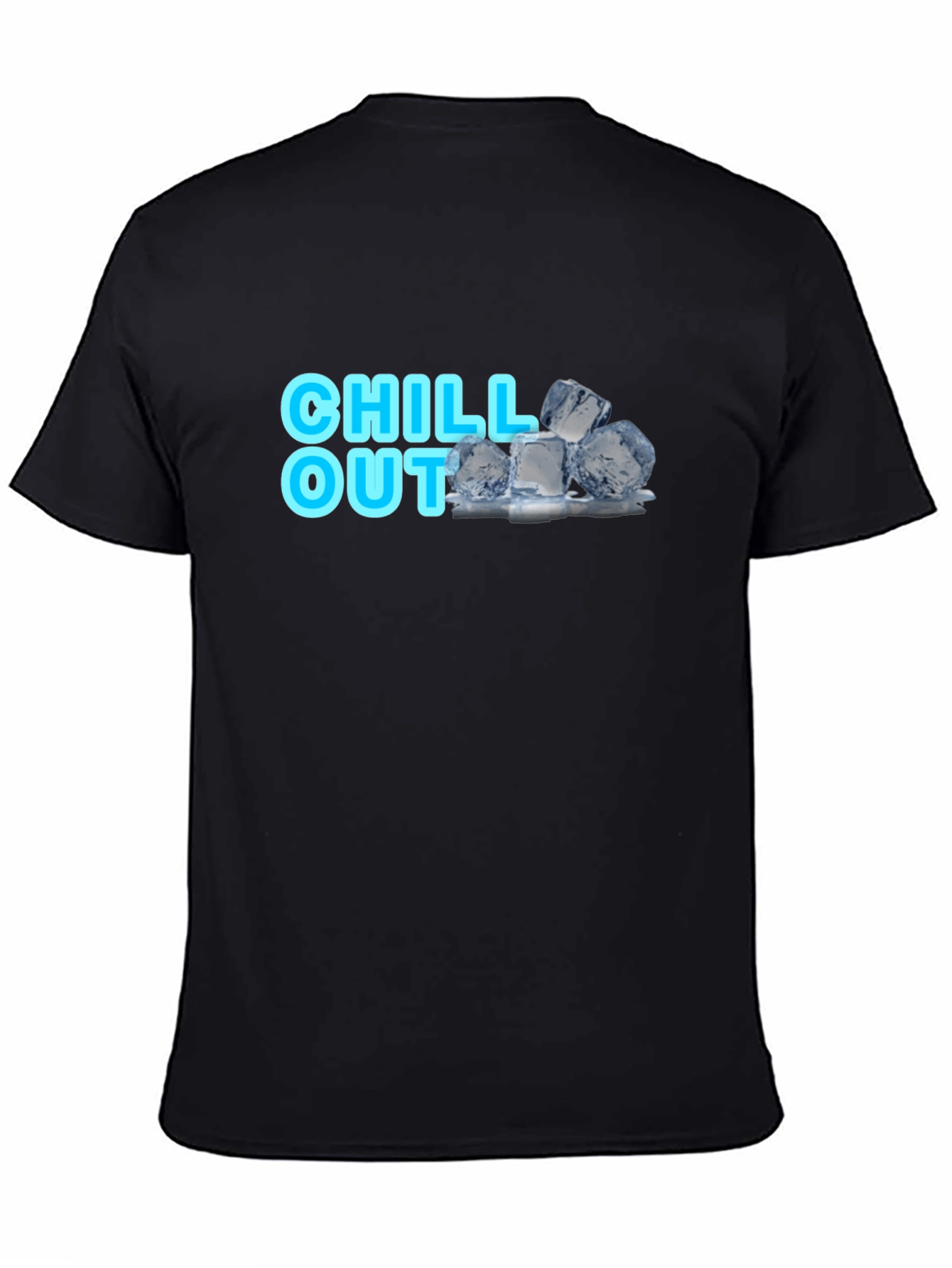Chill Out Black T-Shirt with Ice Cube Design