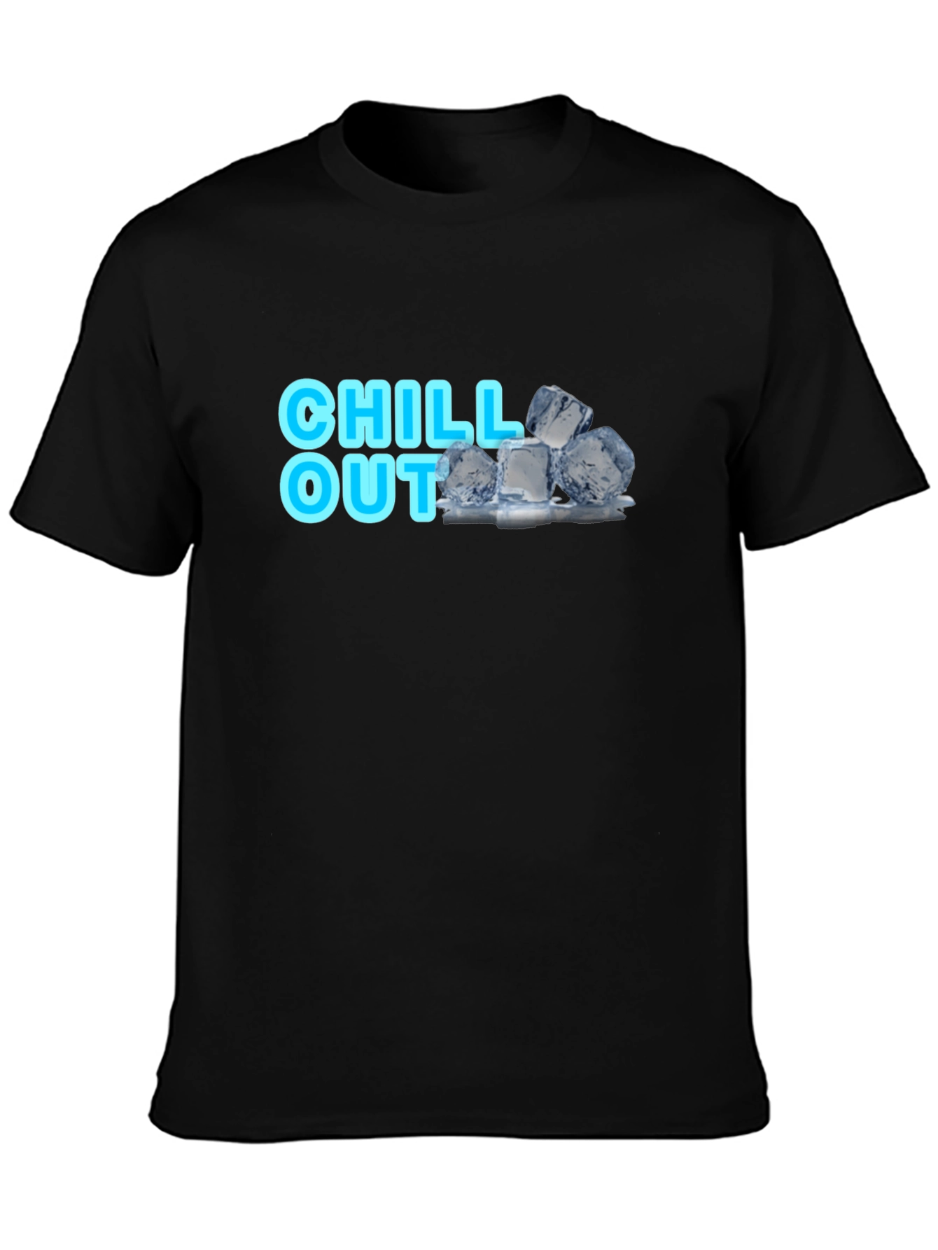 Chill Out Black T-Shirt with Ice Cube Design