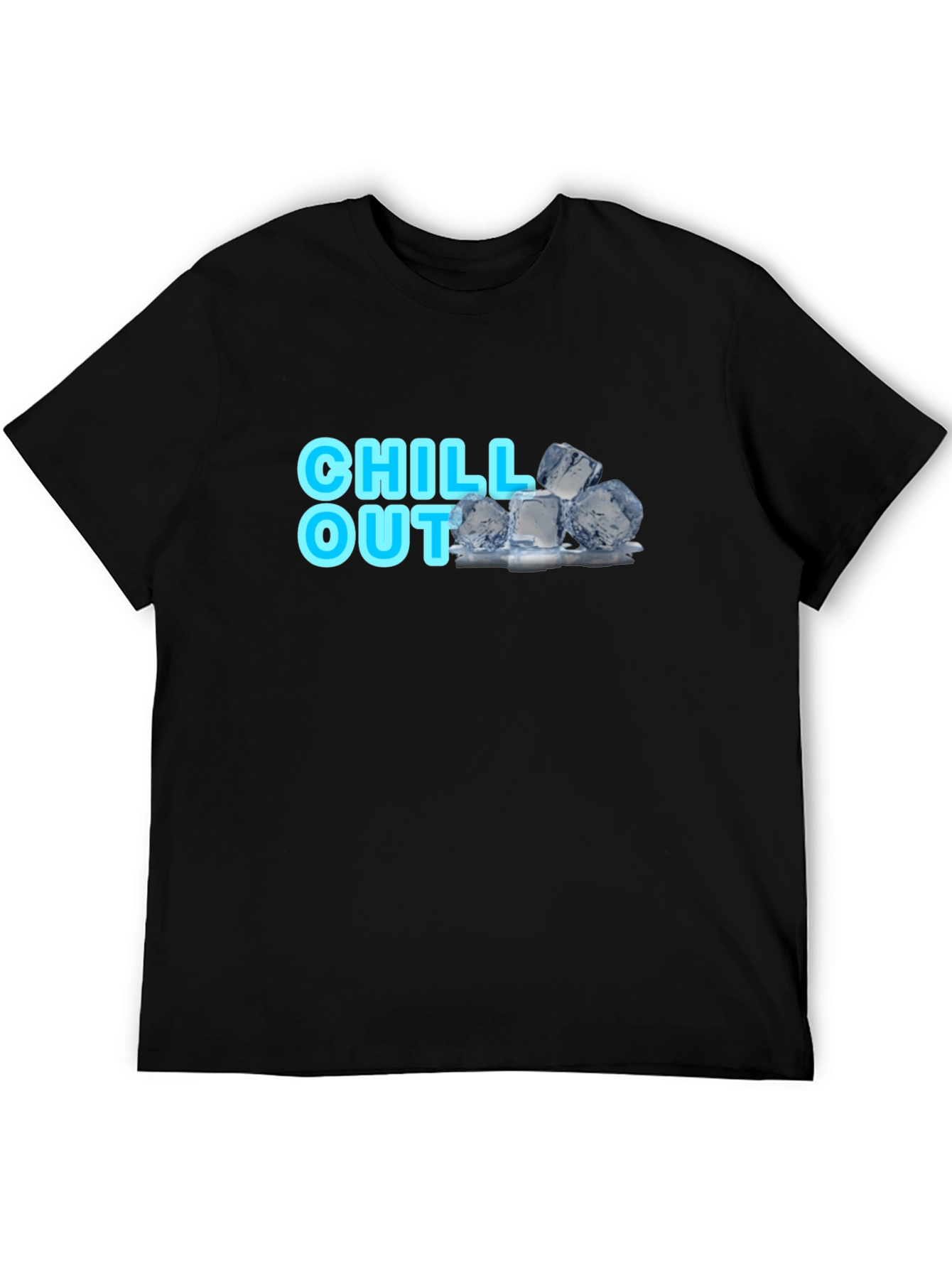 Chill Out Black T-Shirt with Ice Cube Design