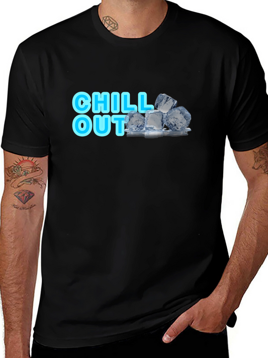 Chill Out Black T-Shirt with Ice Cube Design