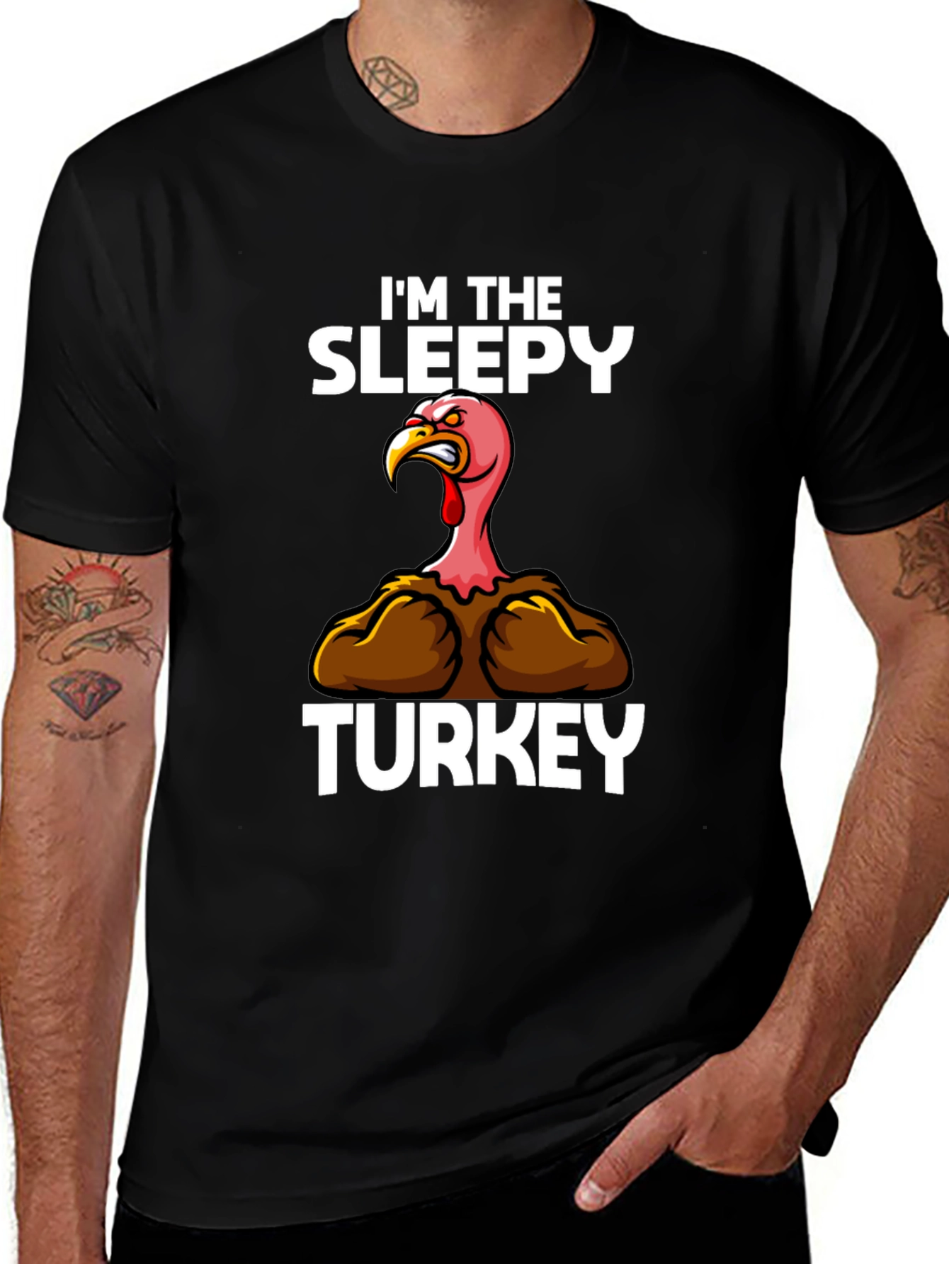 Sleepy Turkey Graphic Tee - Thanksgiving Humor