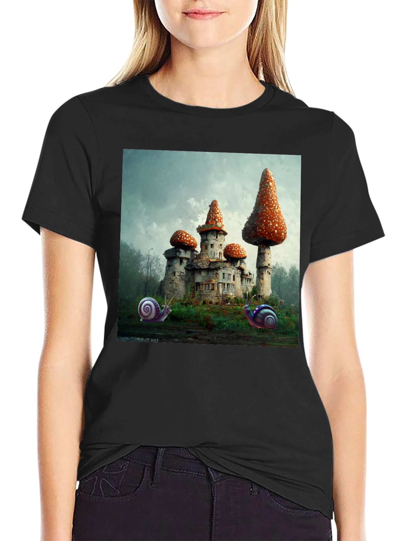 Mushroom Castle Graphic Tee - Unique Fantasy Design