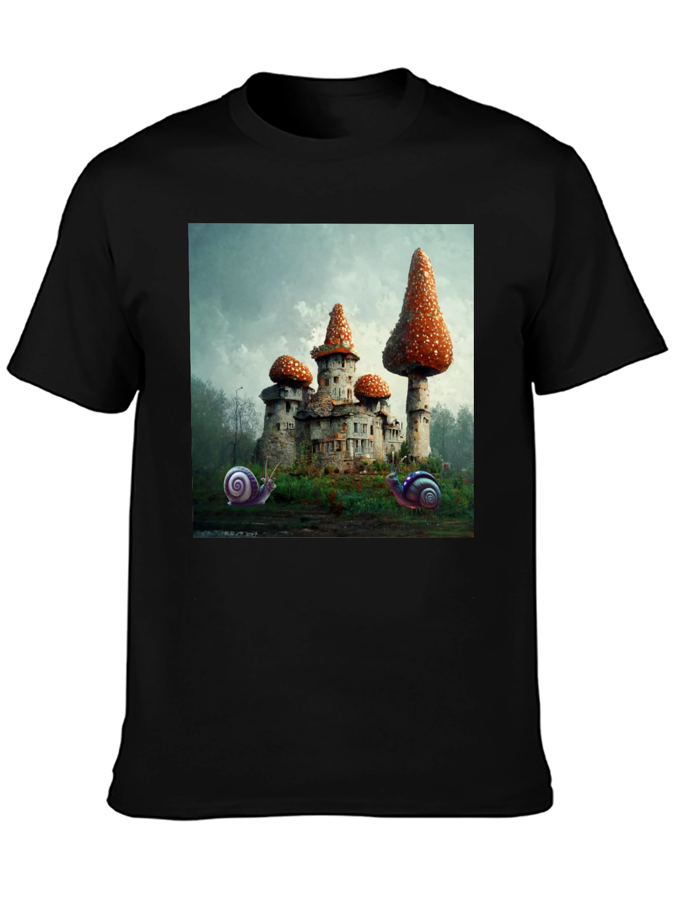 Mushroom Castle Graphic Tee - Unique Fantasy Design