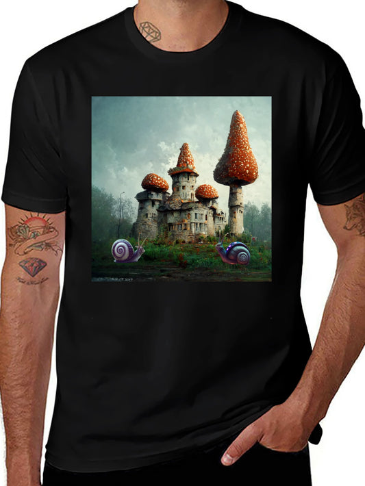 Mushroom Castle Graphic Tee - Unique Fantasy Design