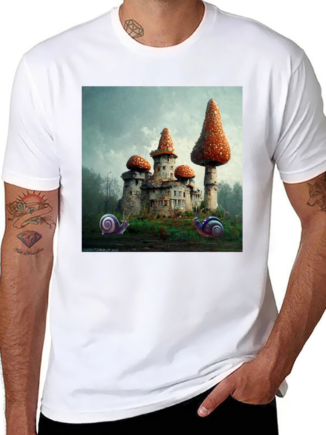Mushroom Castle Graphic Tee - Unique Fantasy Design