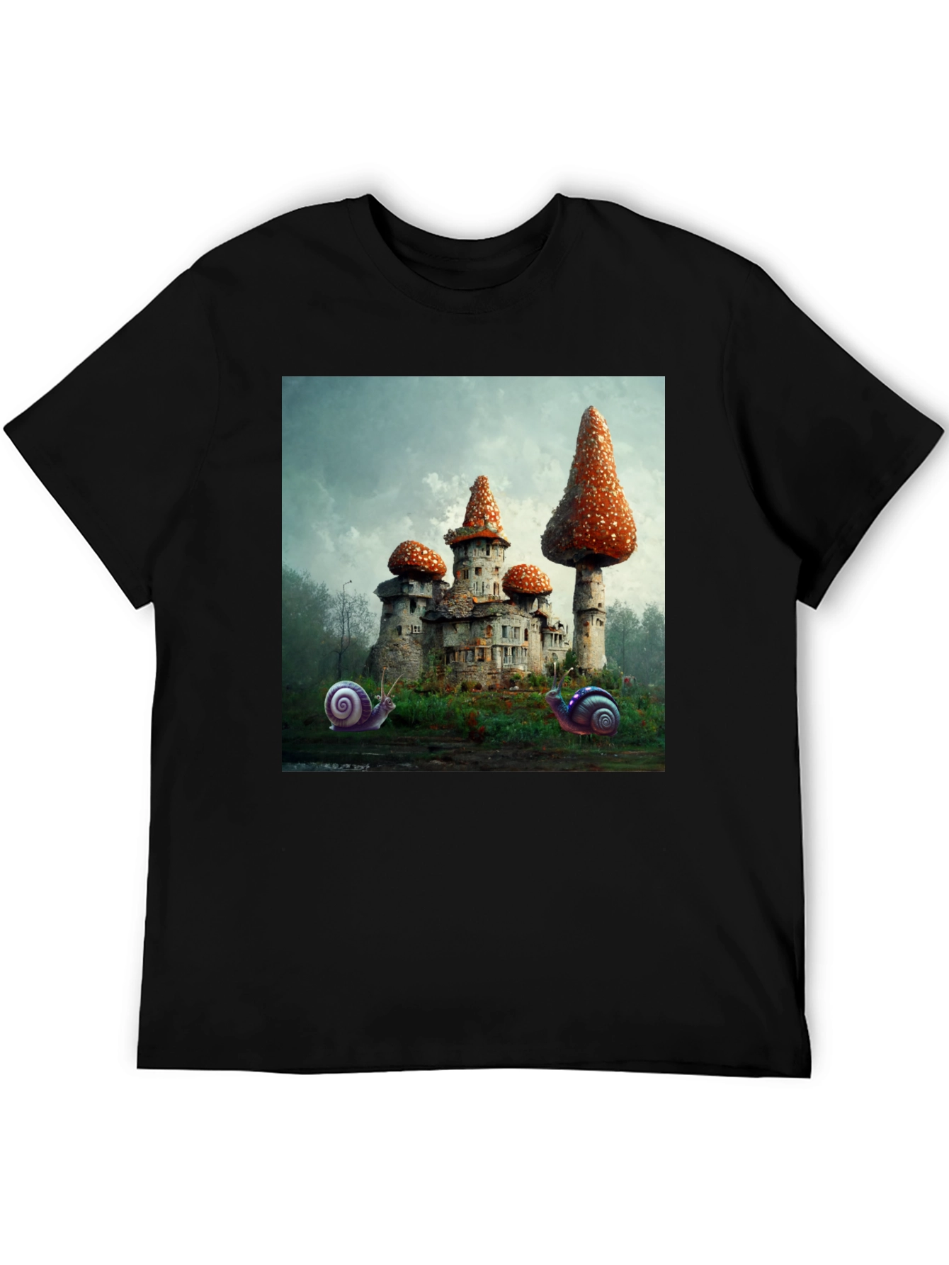 Mushroom Castle Graphic Tee - Unique Fantasy Design