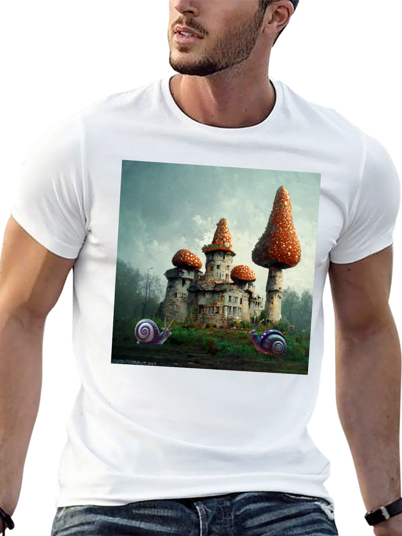 Mushroom Castle Graphic Tee - Unique Fantasy Design