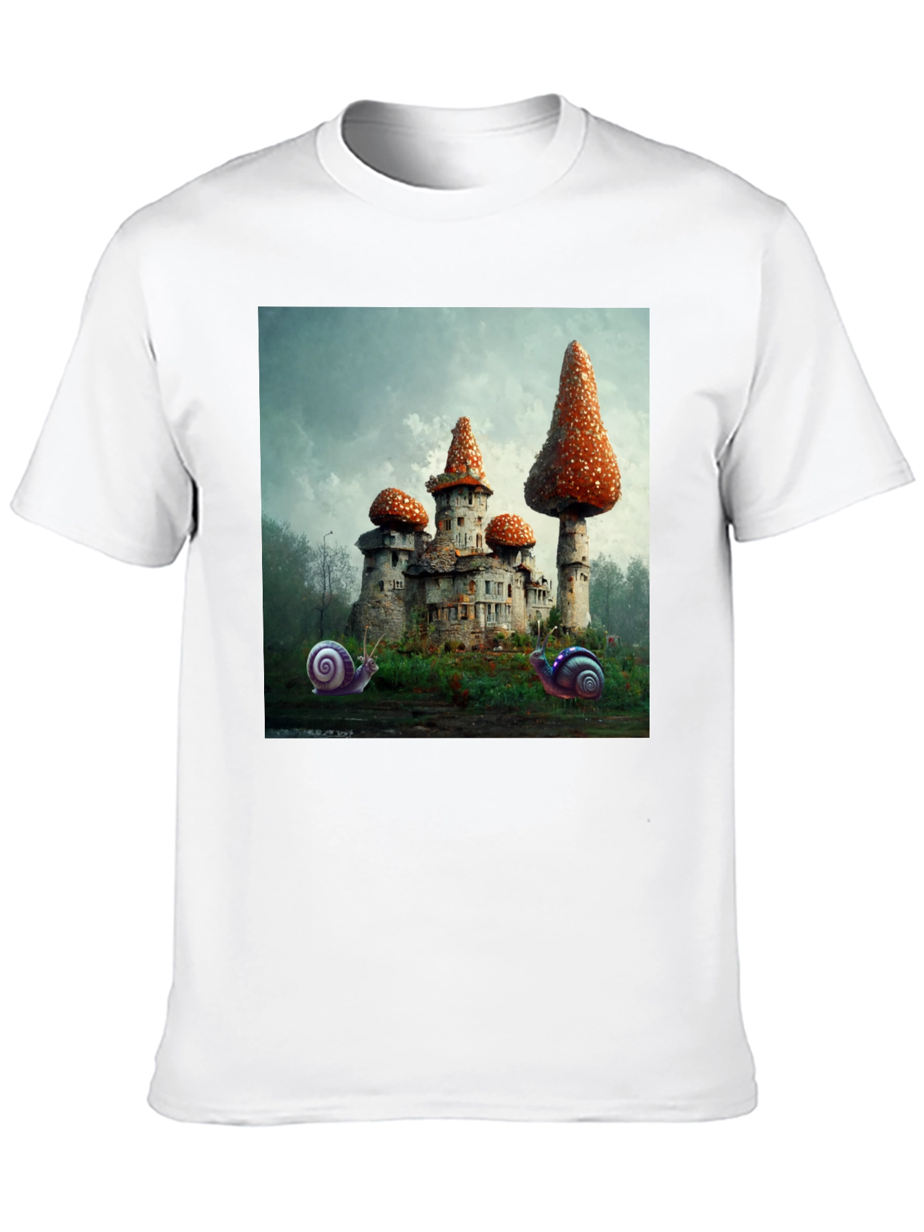 Mushroom Castle Graphic Tee - Unique Fantasy Design