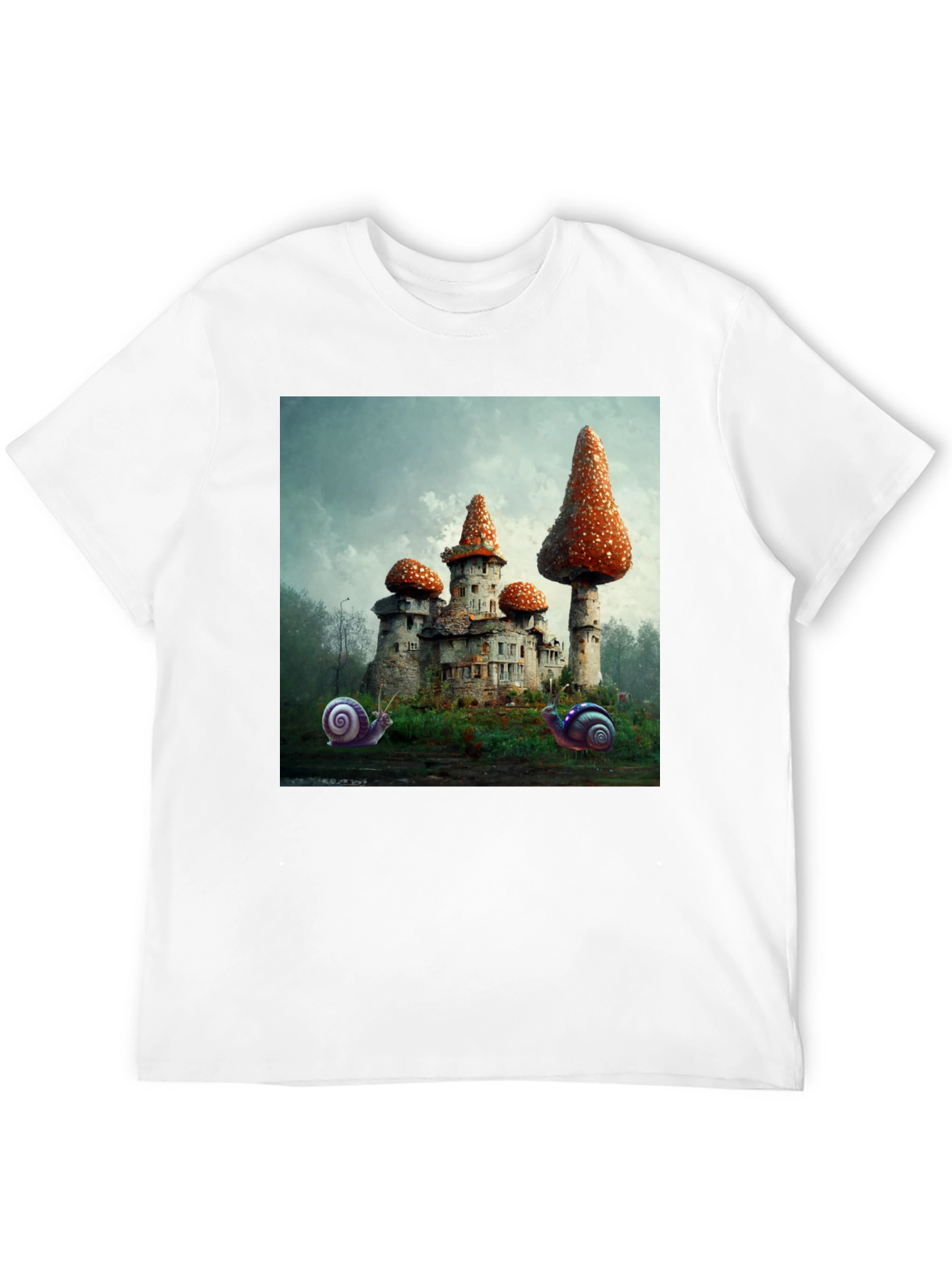 Mushroom Castle Graphic Tee - Unique Fantasy Design