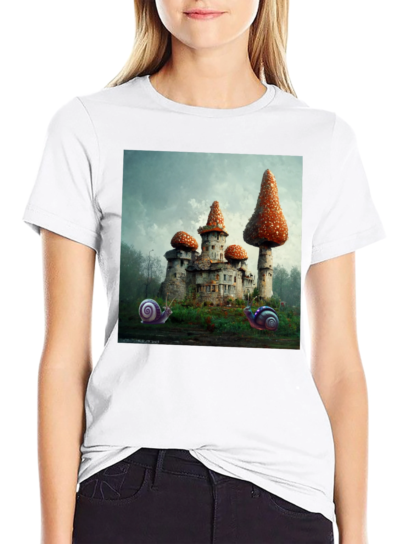 Mushroom Castle Graphic Tee - Unique Fantasy Design
