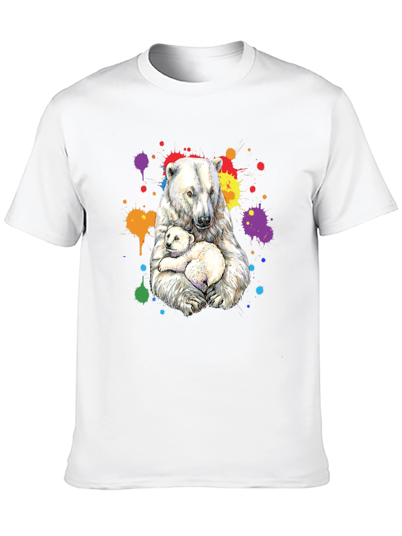 Polar Bear Family Graphic Tee - Black Cotton Blend