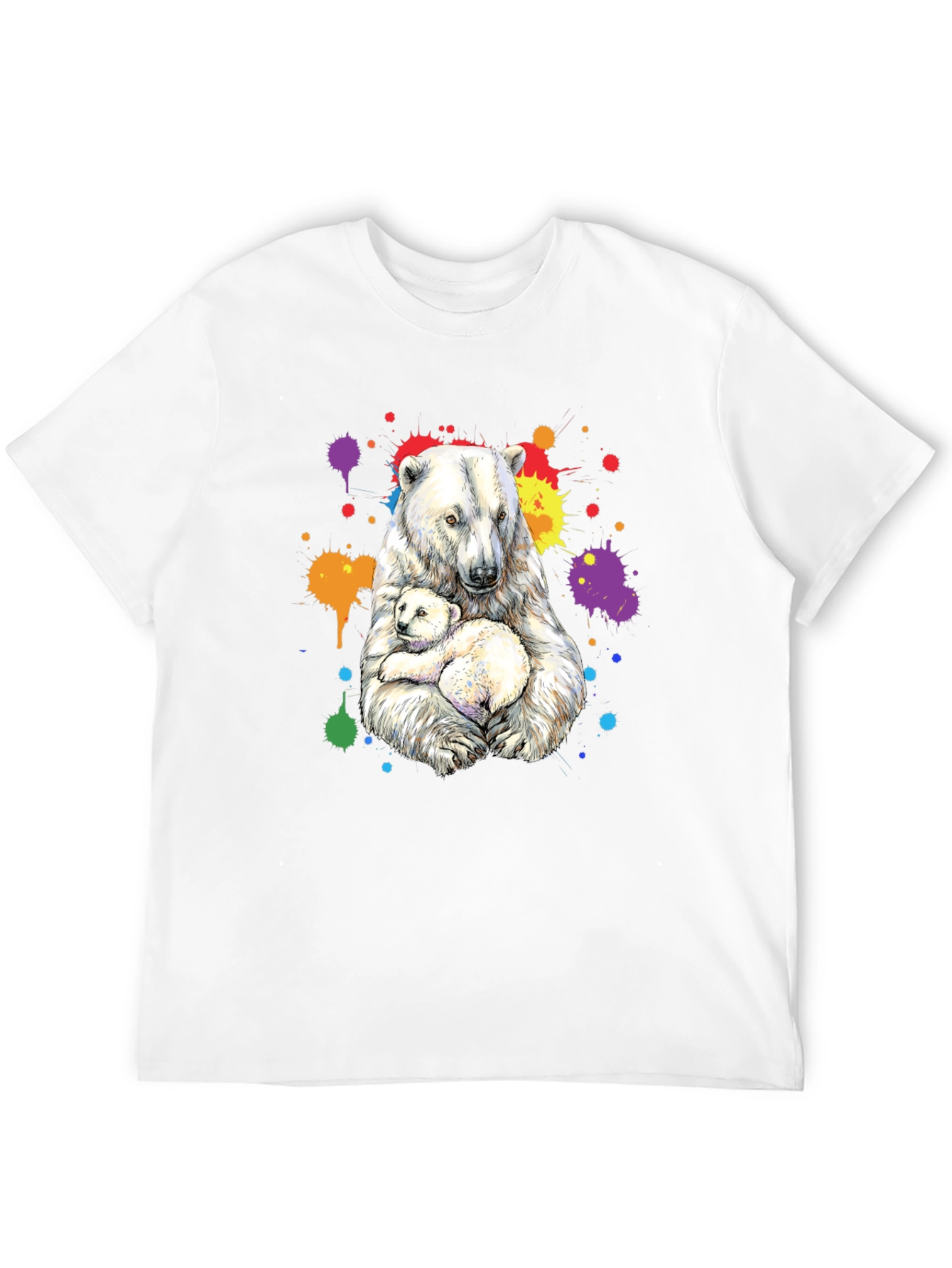Polar Bear Family Graphic Tee - Black Cotton Blend