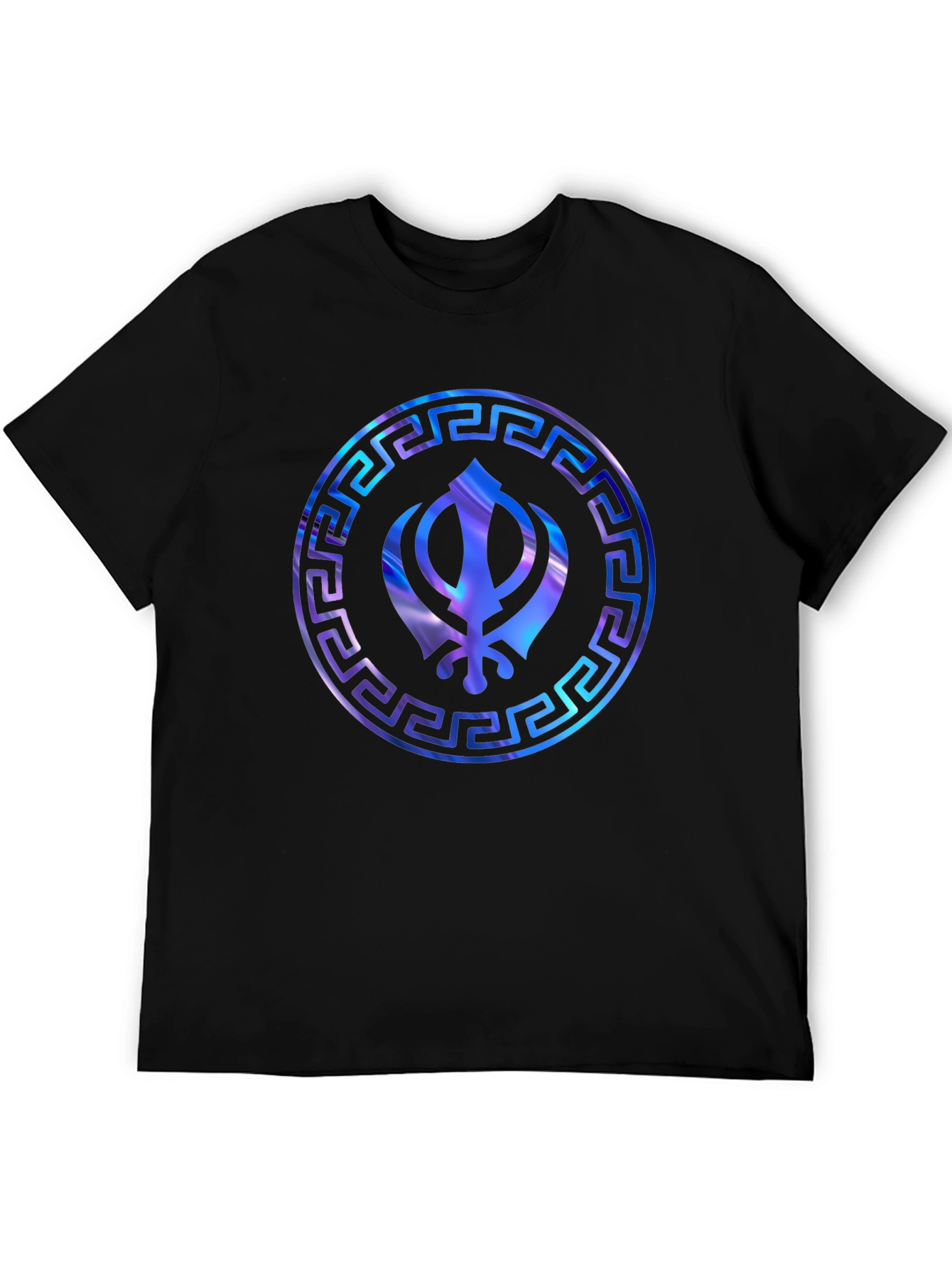 Sikh Khanda Symbol Graphic Print Mens Black T-Shirt