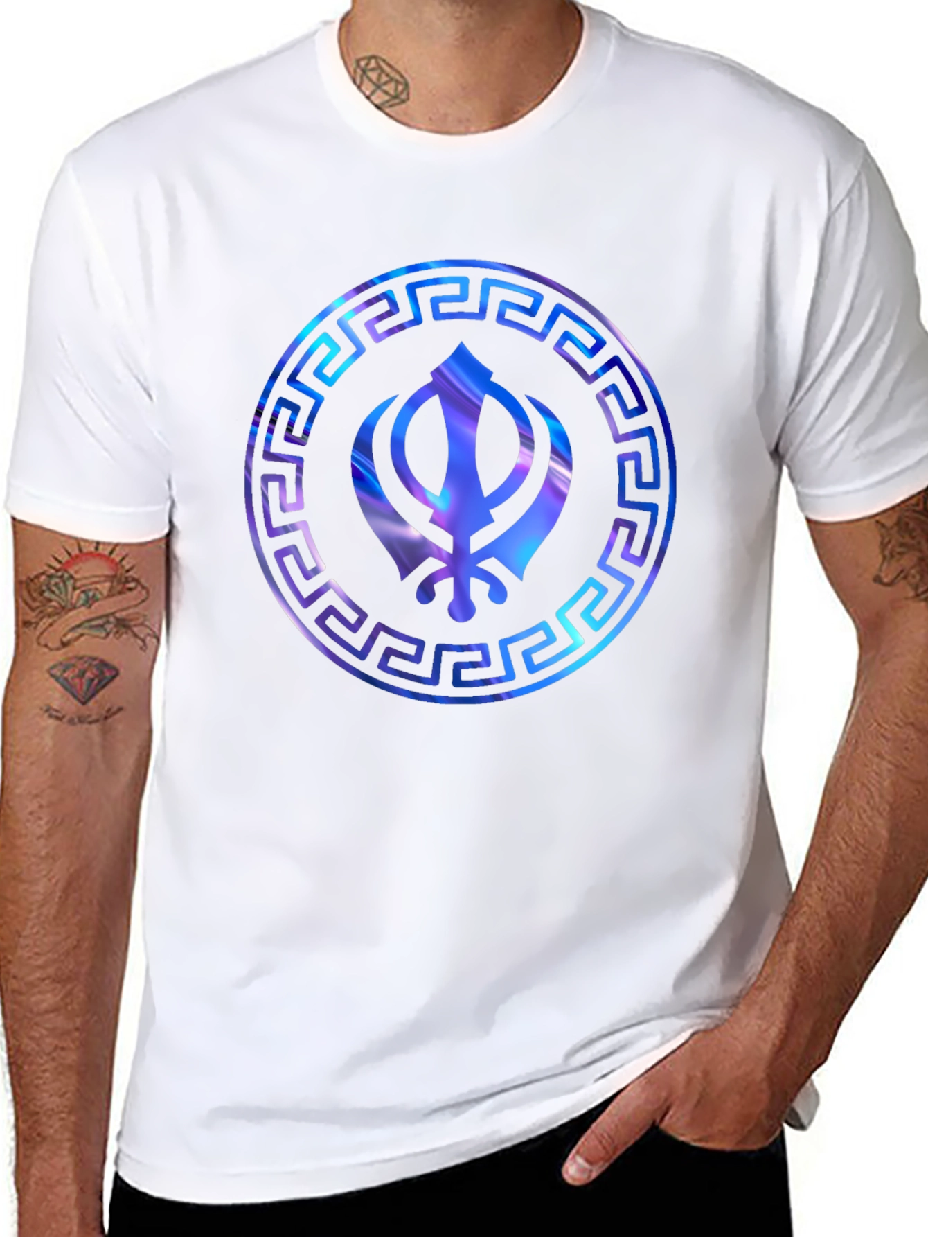 Sikh Khanda Symbol Graphic Print Mens Black T-Shirt