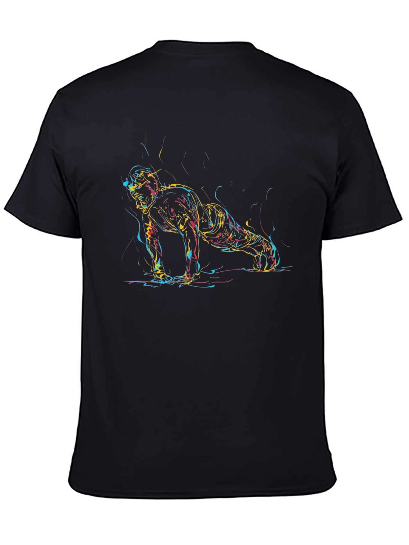 Abstract Push-Up Graphic Black T-Shirt