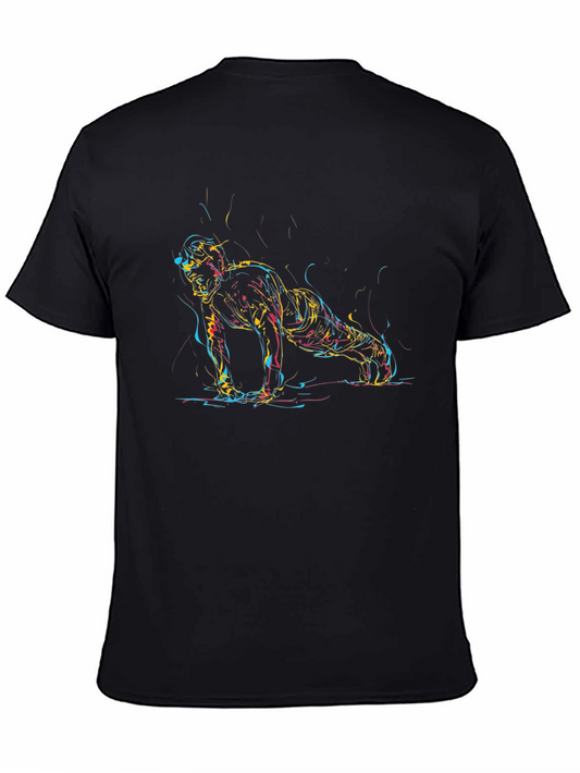 Abstract Push-Up Graphic Black T-Shirt