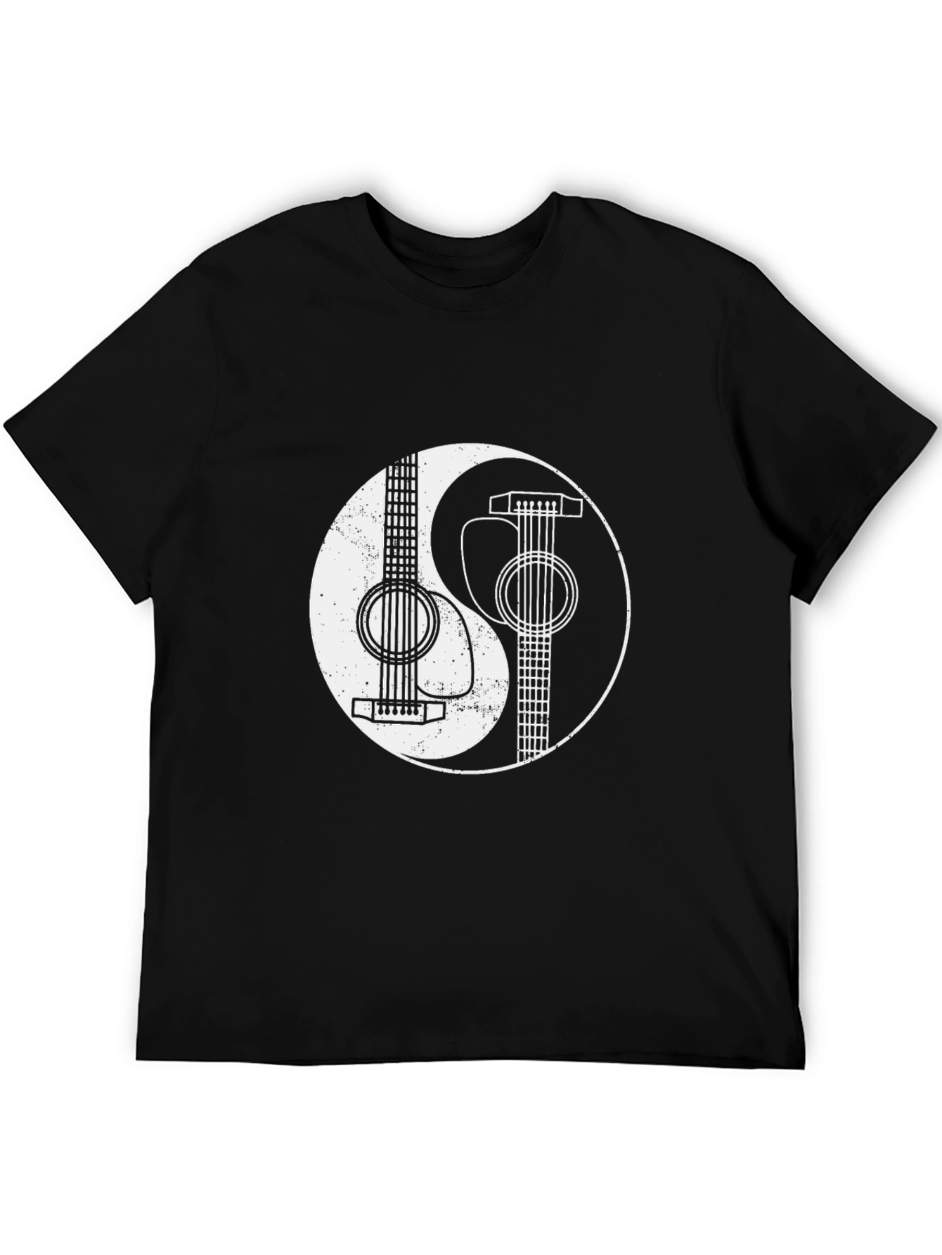 Yin Yang Guitar Graphic Tee - Black Cotton Blend