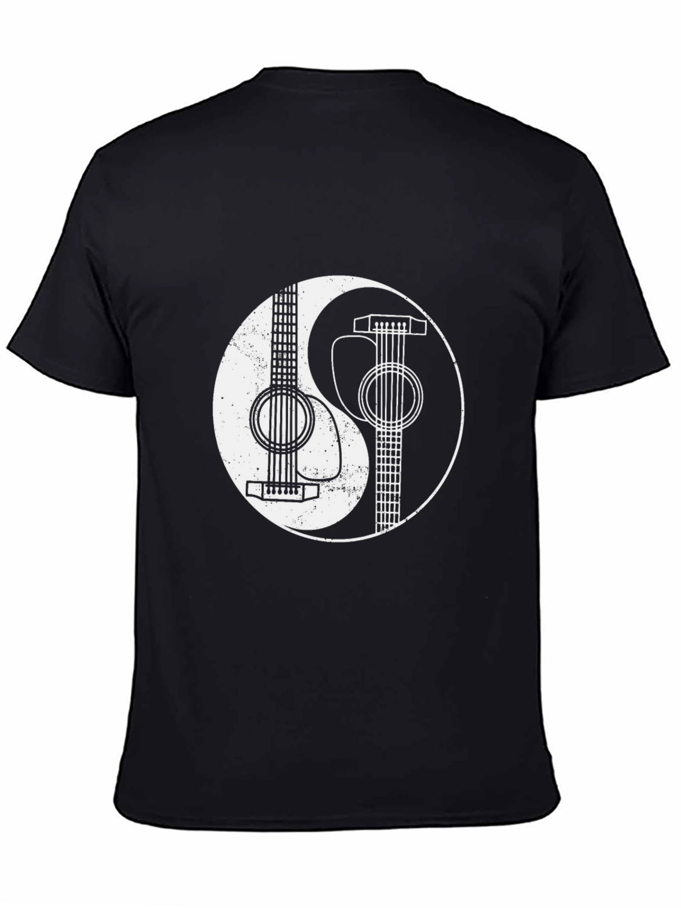 Yin Yang Guitar Graphic Tee - Black Cotton Blend
