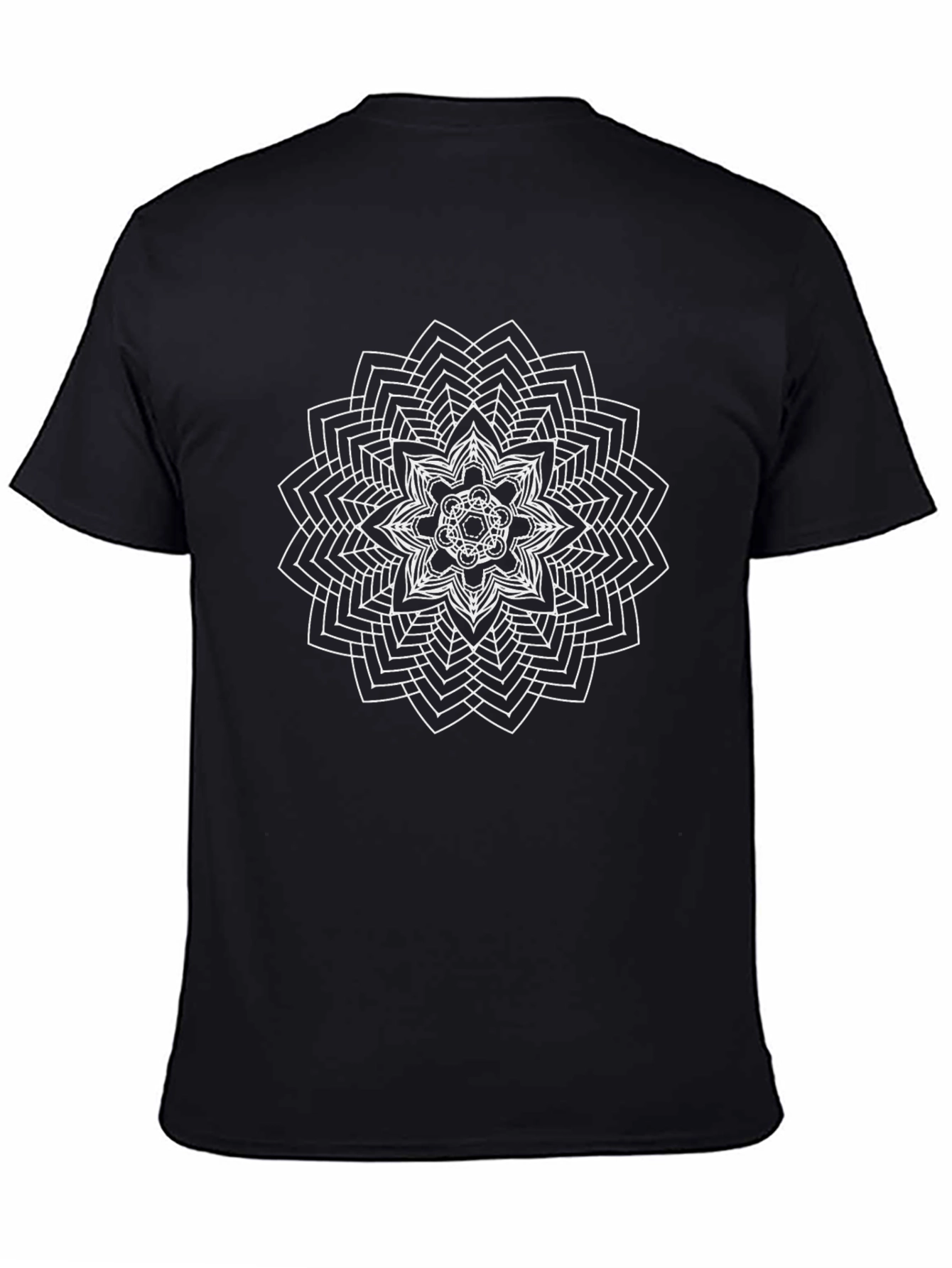 Geometric Mandala Graphic T-Shirt - Black