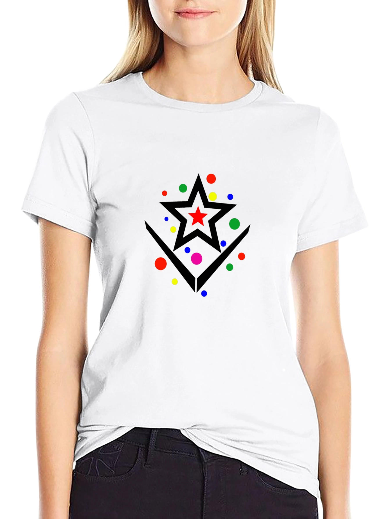 Starry Geometric Graphic T-Shirt - Modern Black Tee
