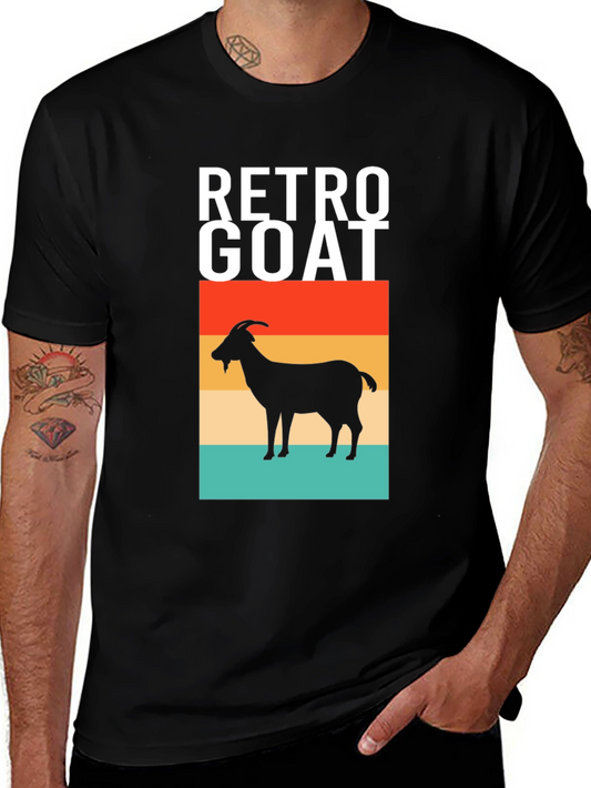 Retro Goat Graphic Tee - Vintage Style Cotton T-Shirt