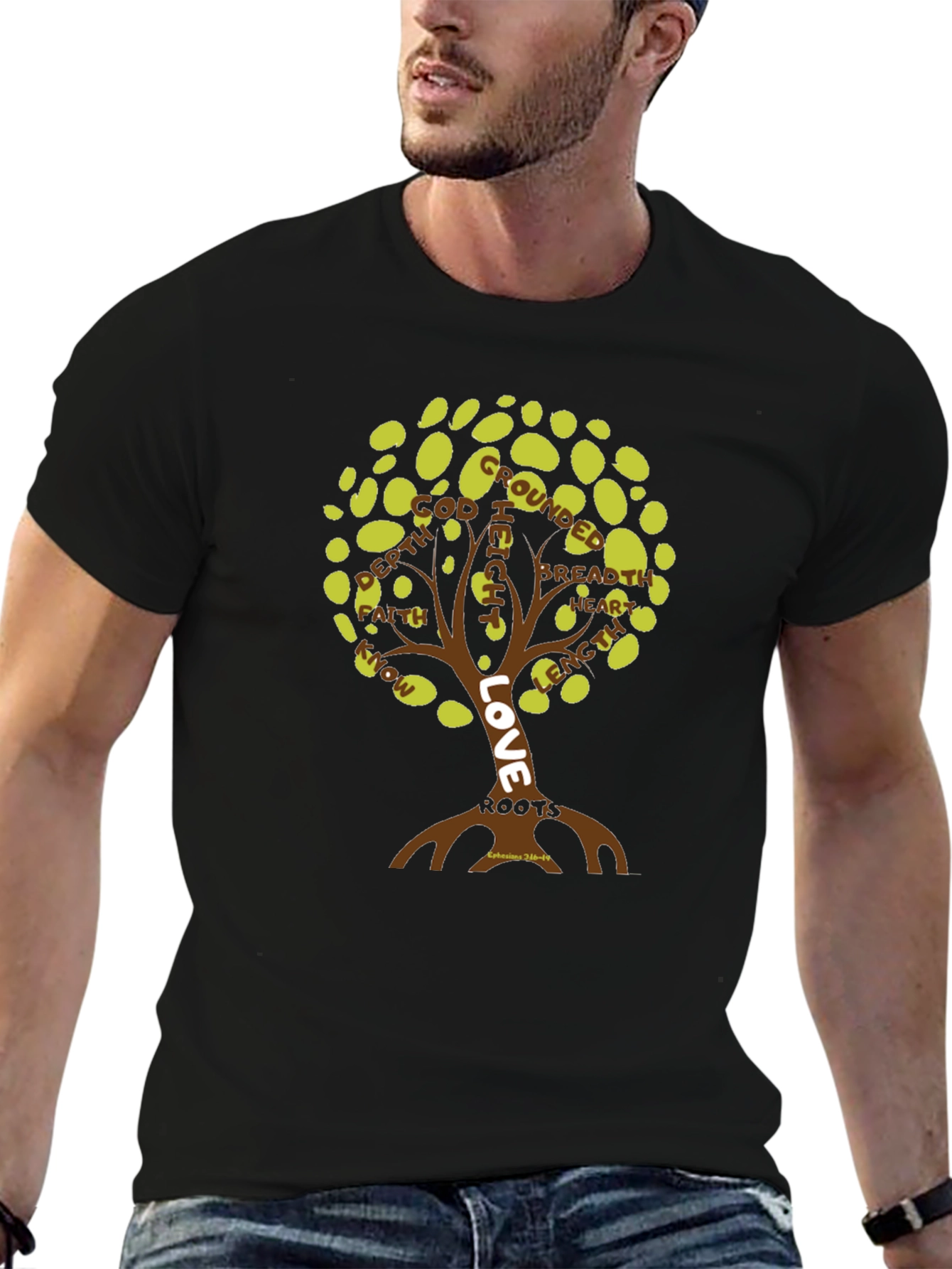 Love Roots Tree Graphic T-Shirt - Black