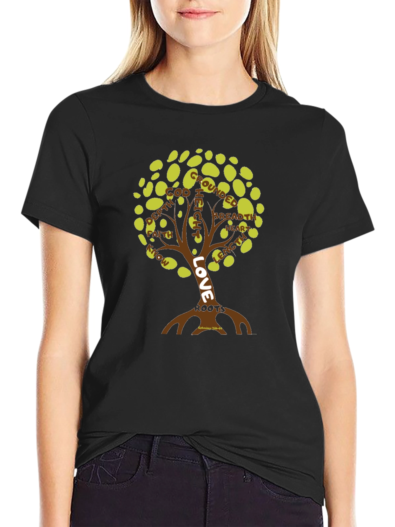 Love Roots Tree Graphic T-Shirt - Black