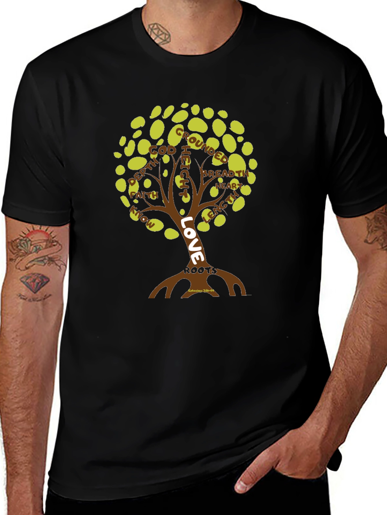 Love Roots Tree Graphic T-Shirt - Black