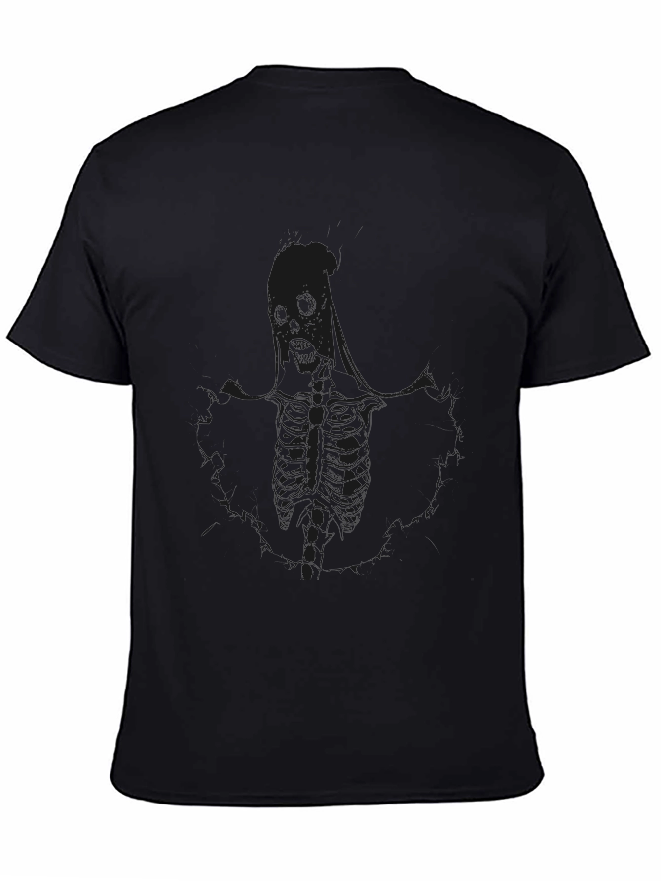 Black Skeleton Graphic Print T-Shirt