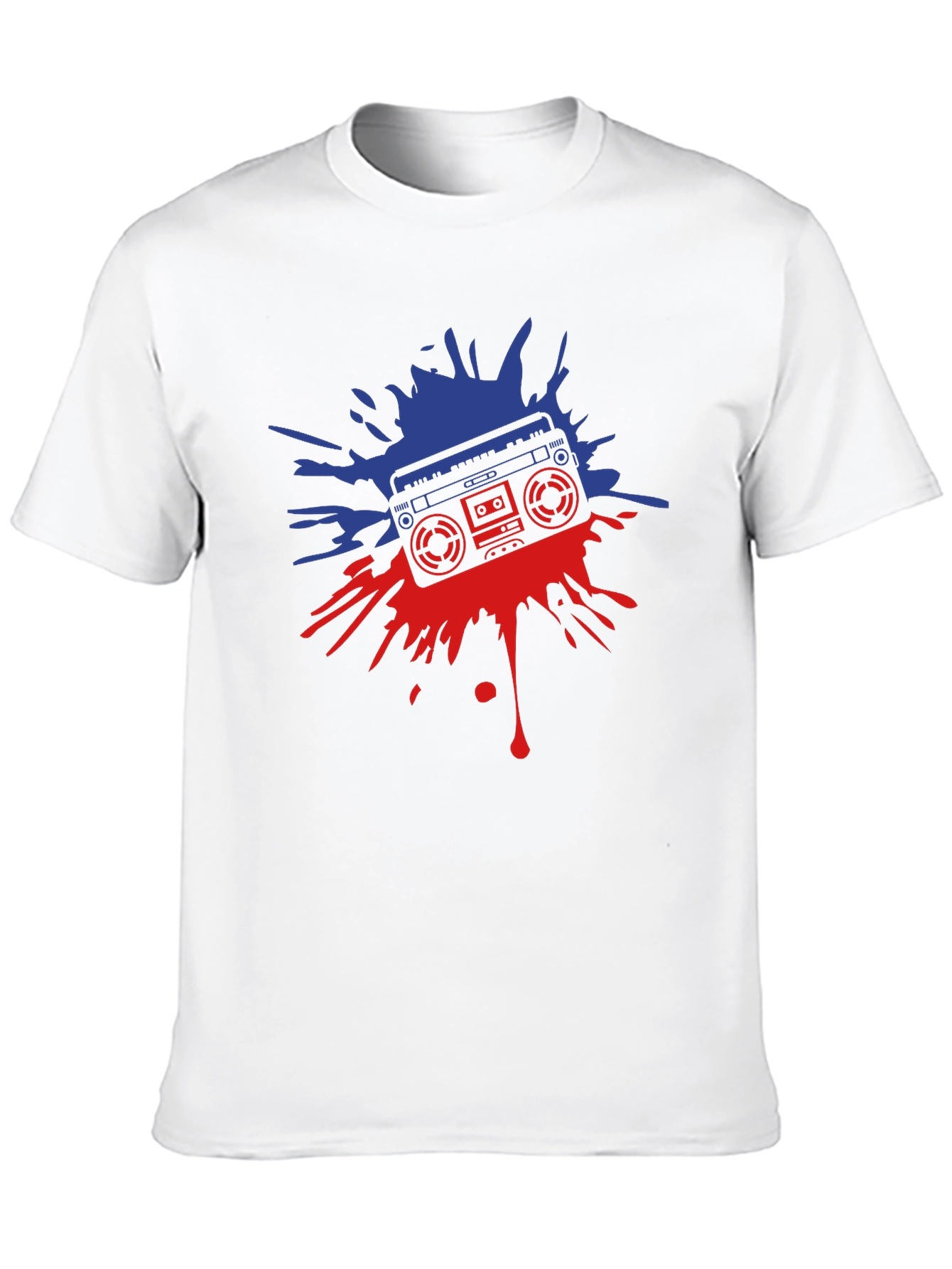 Retro Boombox Graphic Tee - Black Cotton T-Shirt
