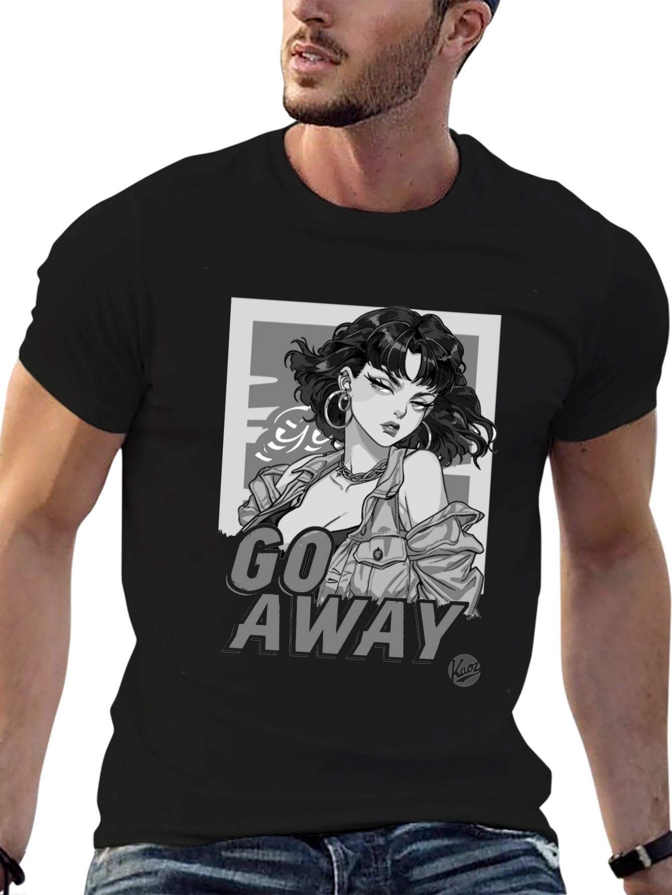 Edgy Graphic Tee - Go Away Black T-Shirt