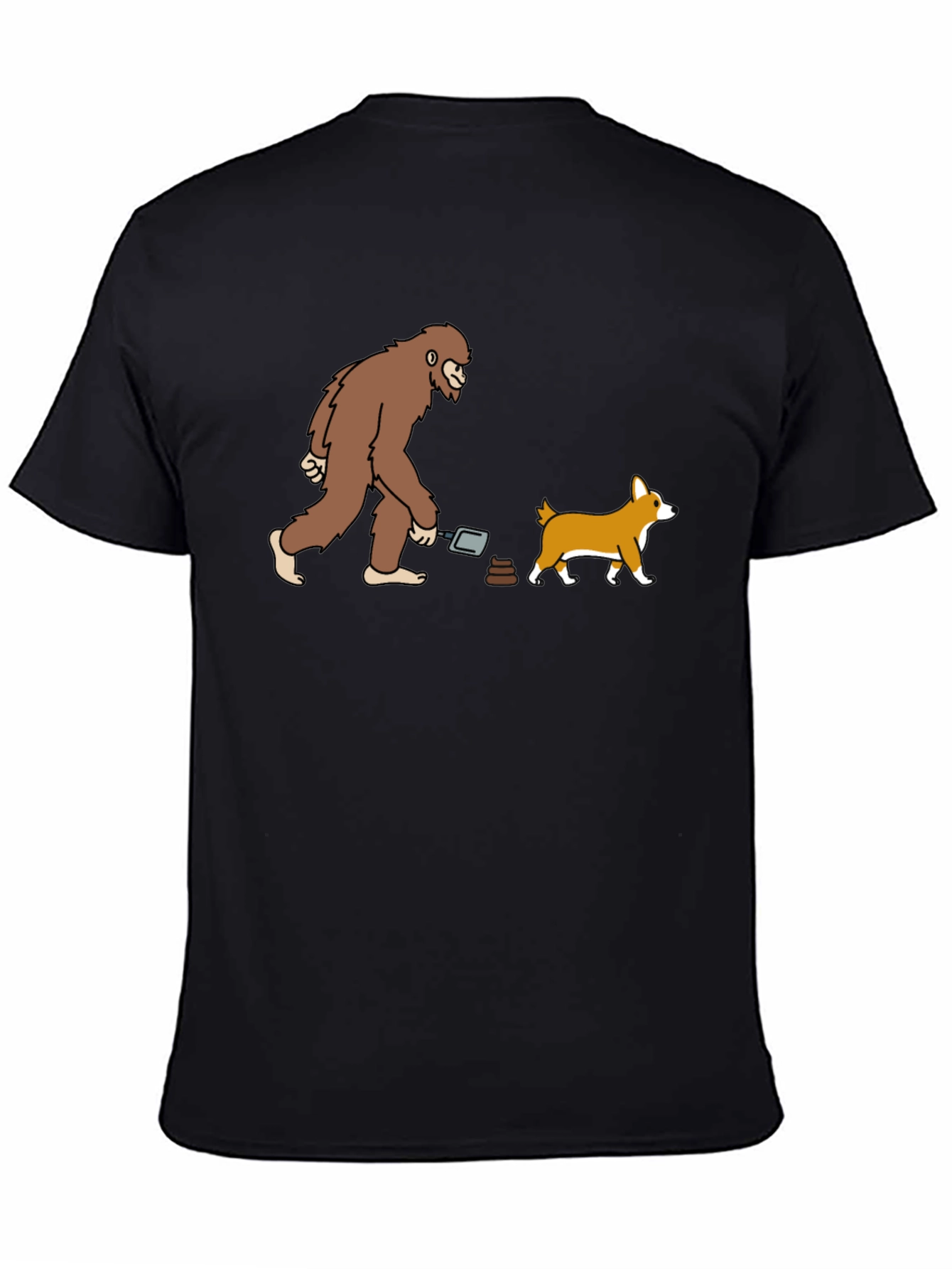 Funny Bigfoot & Dog Poop T-Shirt - Black