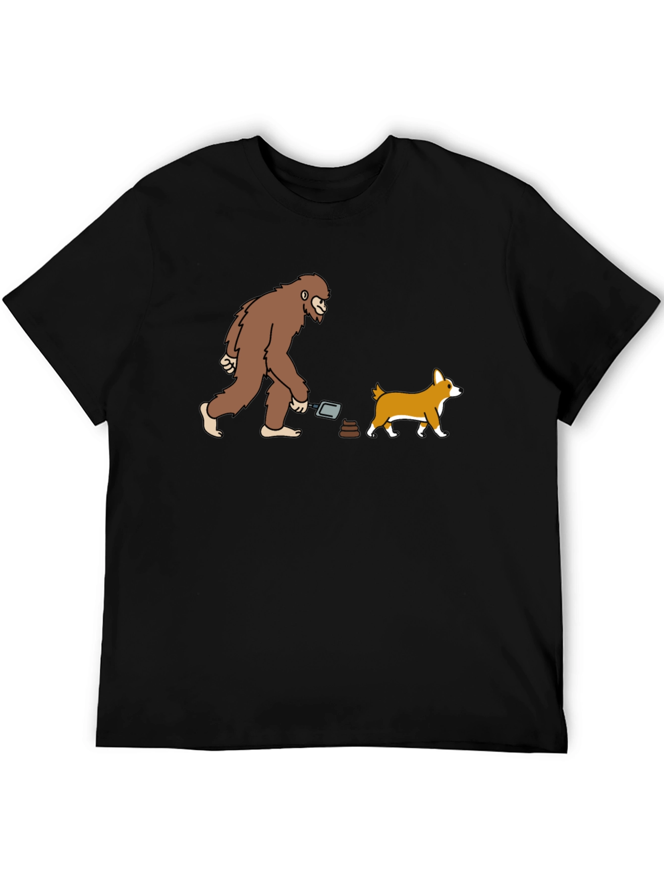 Funny Bigfoot & Dog Poop T-Shirt - Black