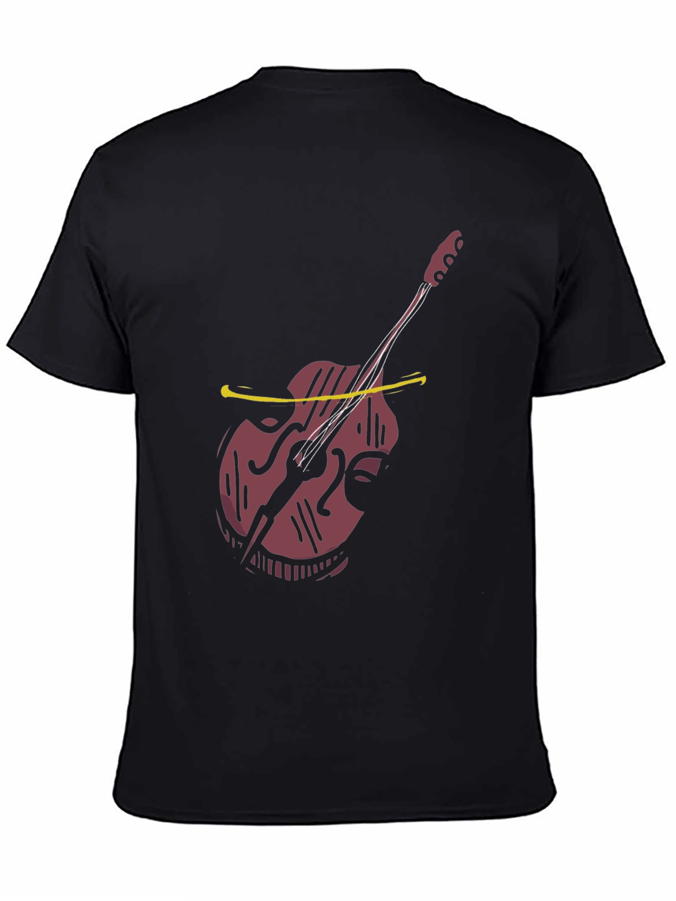 Cool Bass Guitar Graphic Tee - Black Cotton Casual