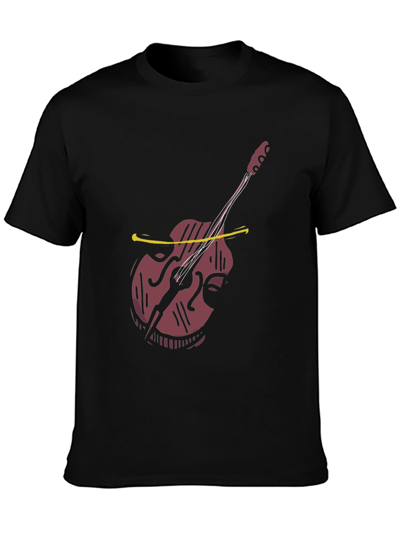Cool Bass Guitar Graphic Tee - Black Cotton Casual